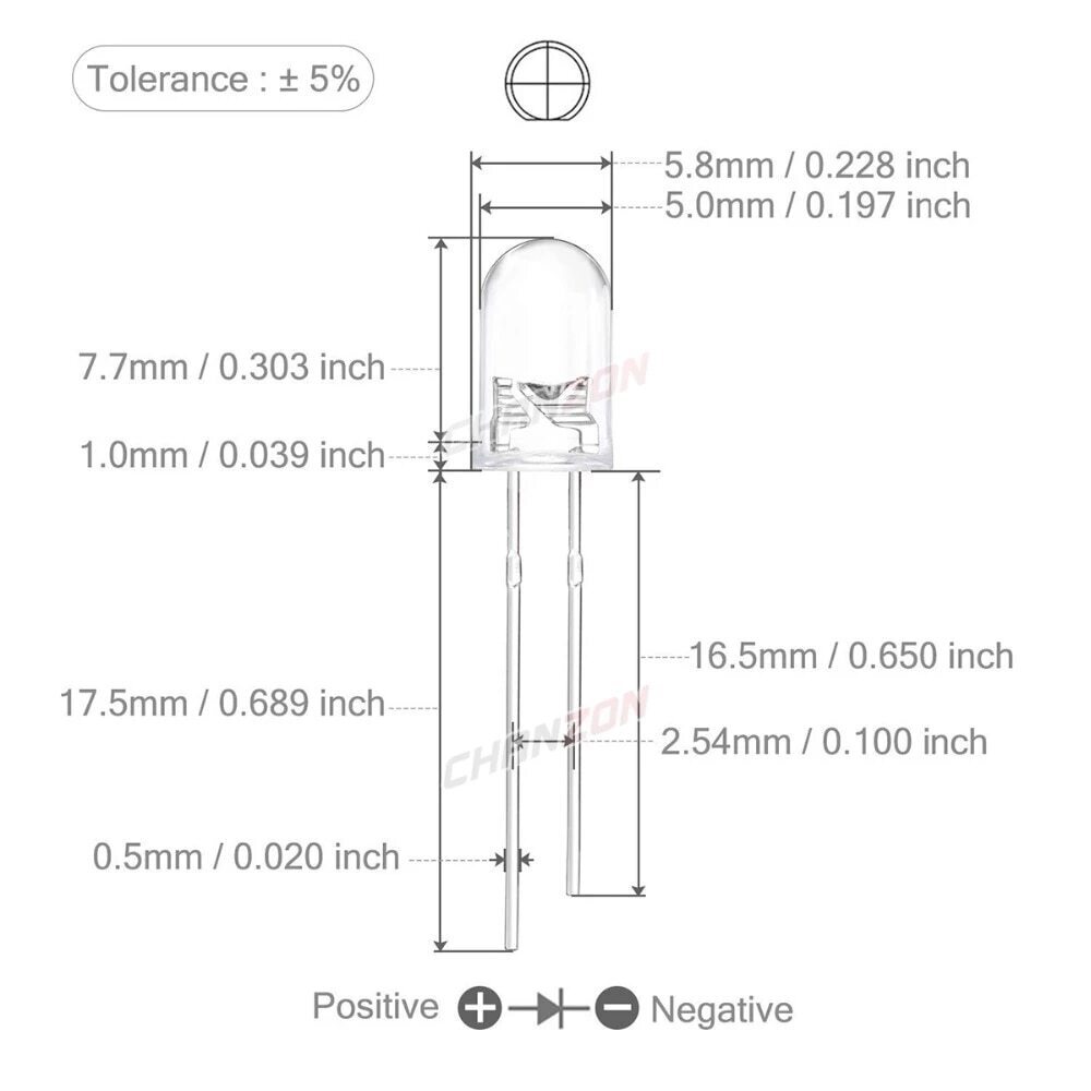 Clear Red LED 5mm T1-3/4 620-625nM Super Bright Transparent – 10x 25x 50x Pkg