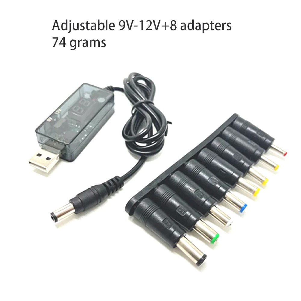 5V USB to DC 9V 12V Step-Up Converter Boost Cable Power Supply for Router+8 Plug