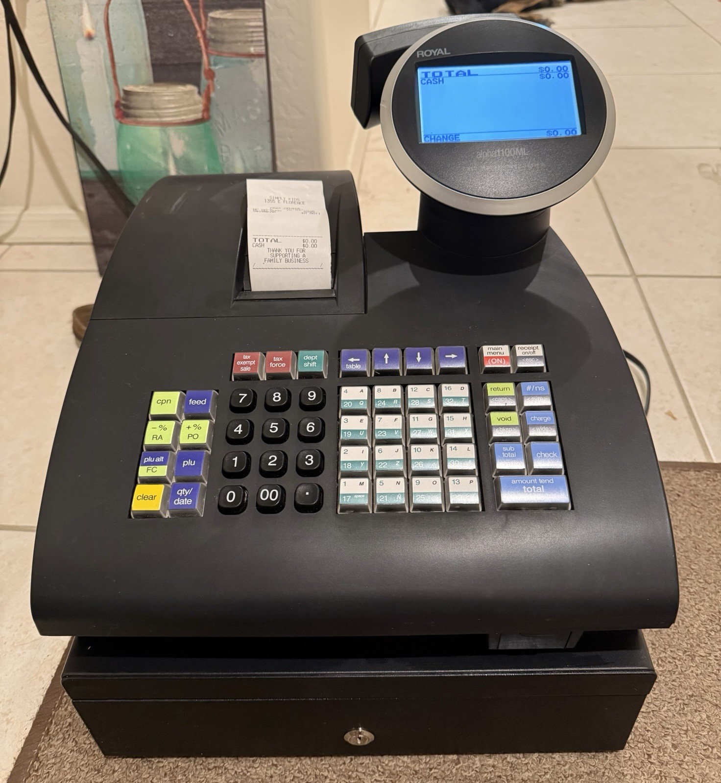 Royal Alpha 1100ML Electronic Cash Register POS System Tested Works Print No Key