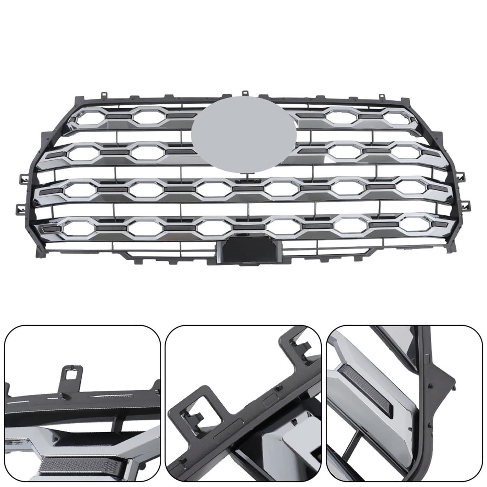 Front Bumper Grille Satin Aluminum Honeycomb Chrome Grill Tundra 2022 2023