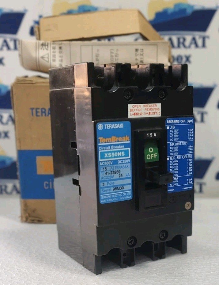 TERASAKI ELECTRIC XS50NS 3P 15A 600VAC 25KA TemBreak Circuit Breaker MALAYSIA