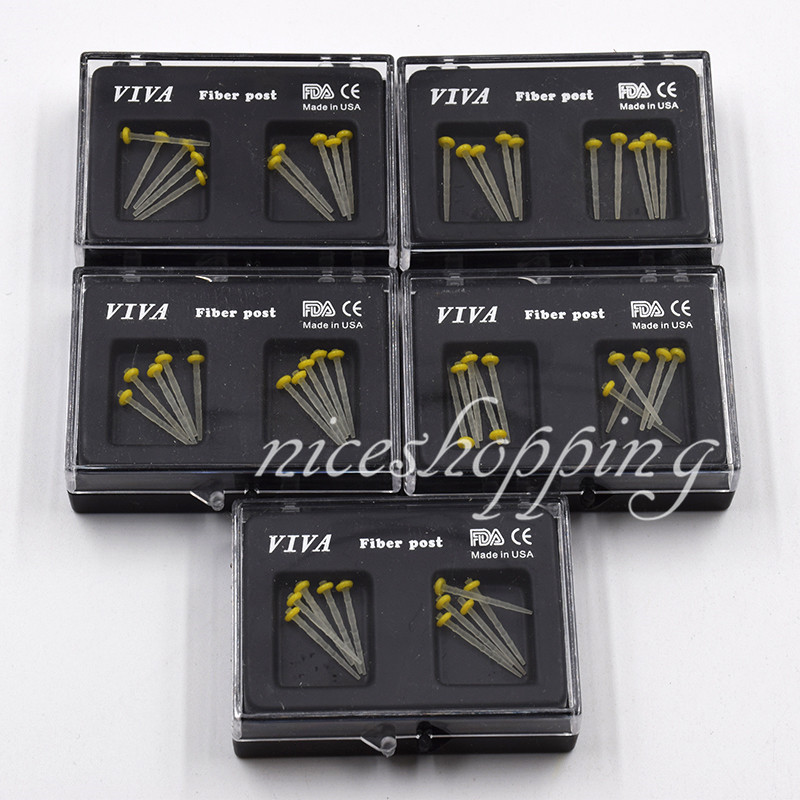 10 Pcs 1 Pack Dental Resin Screw Thread Quartz Fiber Post & 1 Drill Yellow 1.4