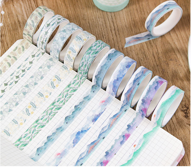 Forest style watercolor series hand account tape set, 20 roll box set