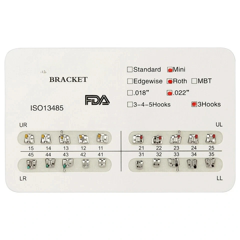 Dental Orthodontic Brackets Braces Mini Standard Roth MBT.022/.018 Hooks 3/3-4-5