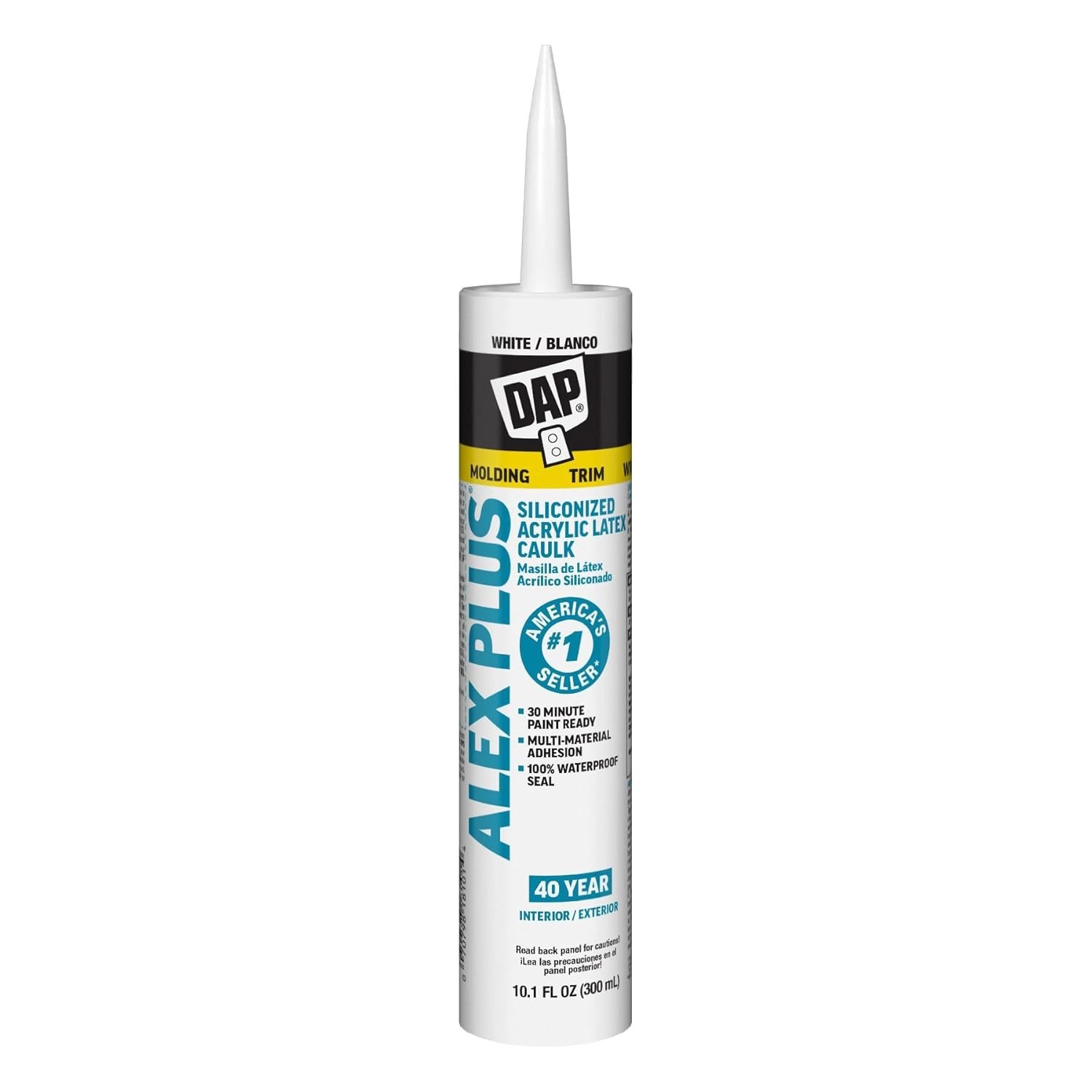 10.1oz White Acrylic Latex Caulk with Silicone for Indoor and Outdoor Use