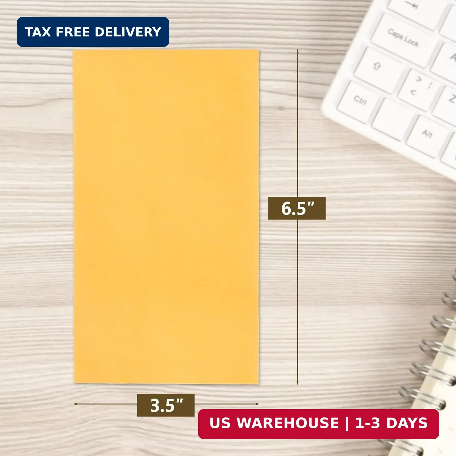 ESSENTIAL #7 100 Piece Cash Envelopes 3.5″ x 6.5″ with Gummed Flap, Small Parts
