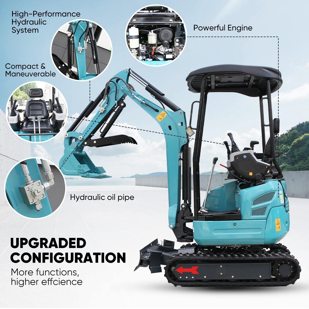 2.5 Ton Mini Excavator Kubota D902 Diesel EPA Expandable Tracks Side Swing