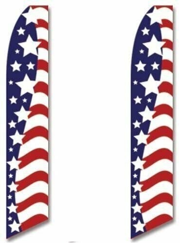 2 (two) Pack Tall Swooper Flags USA America American Stars Stripes