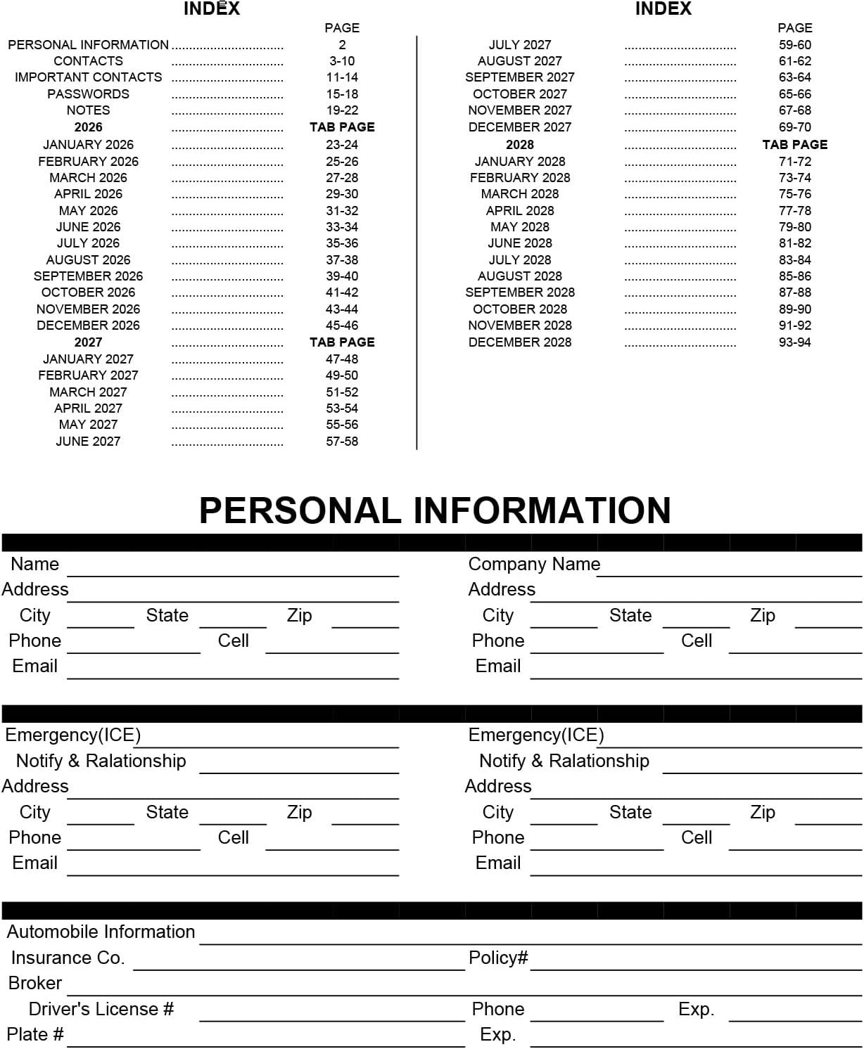 3 Year Monthly Planner Spiral Bound 11×8.5in, Starts January, Blue