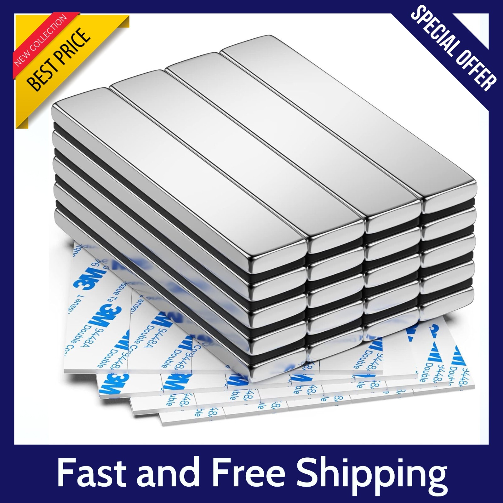 20 Pack Powerful Strong Neodymium Magnets Rare Earth Lifting Magnets 60x10x3mm..