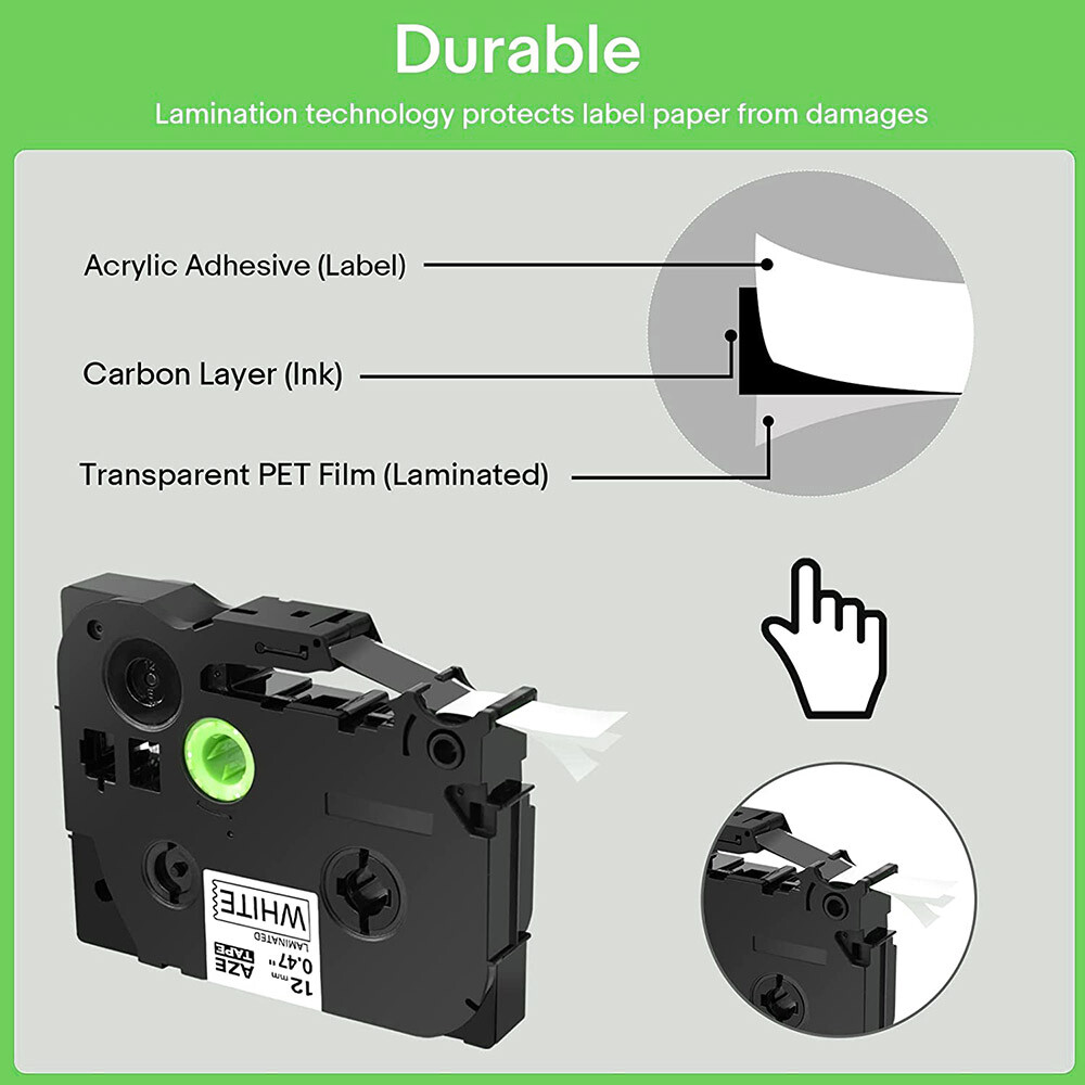 Compatible For Brother P-Touch Label Maker Tape TZe 6-24mm Laminated All Colors