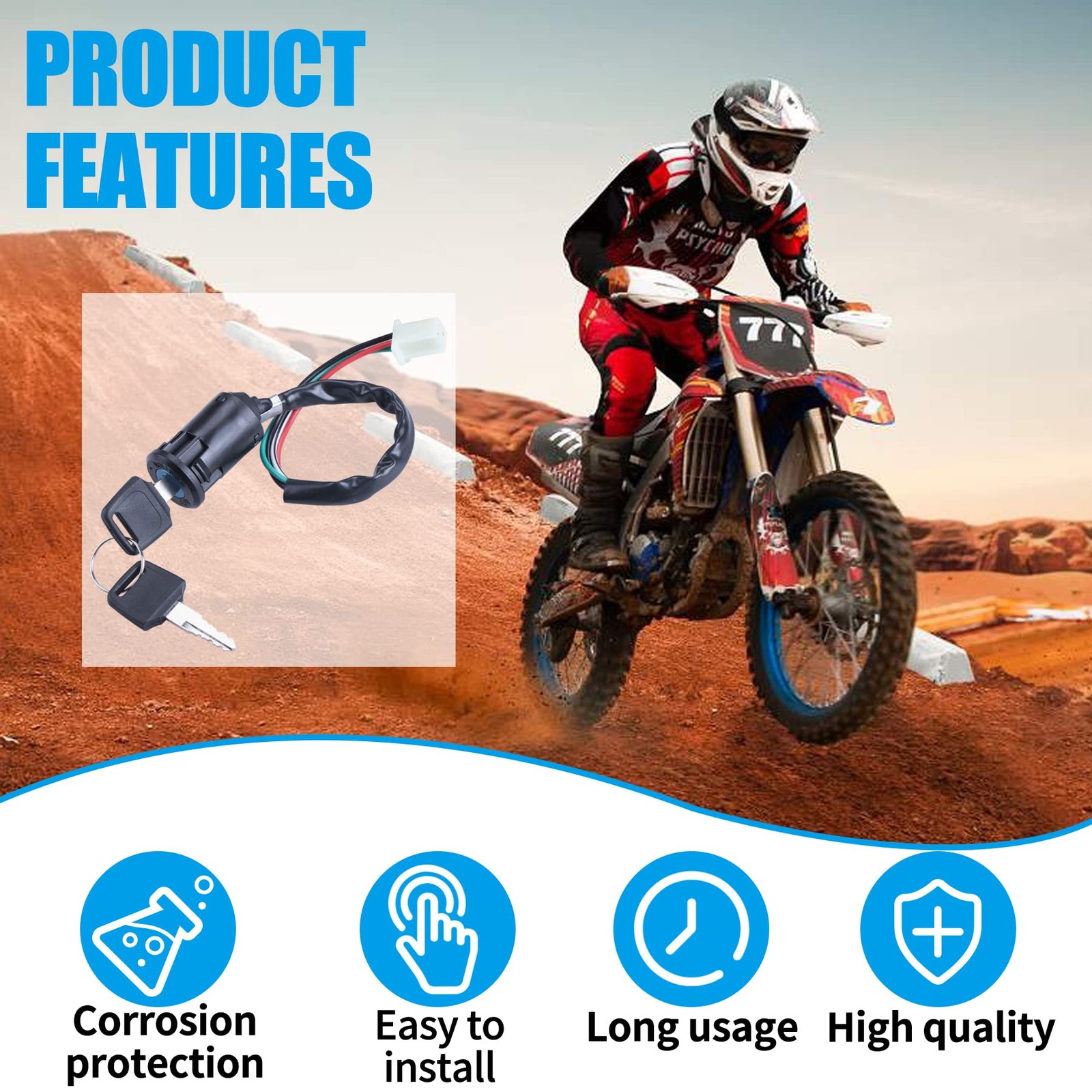 4 Pin Ignition Key Switch 4 Wire for 50cc 70cc 90cc 110cc 125cc Quad ATV Dirt…
