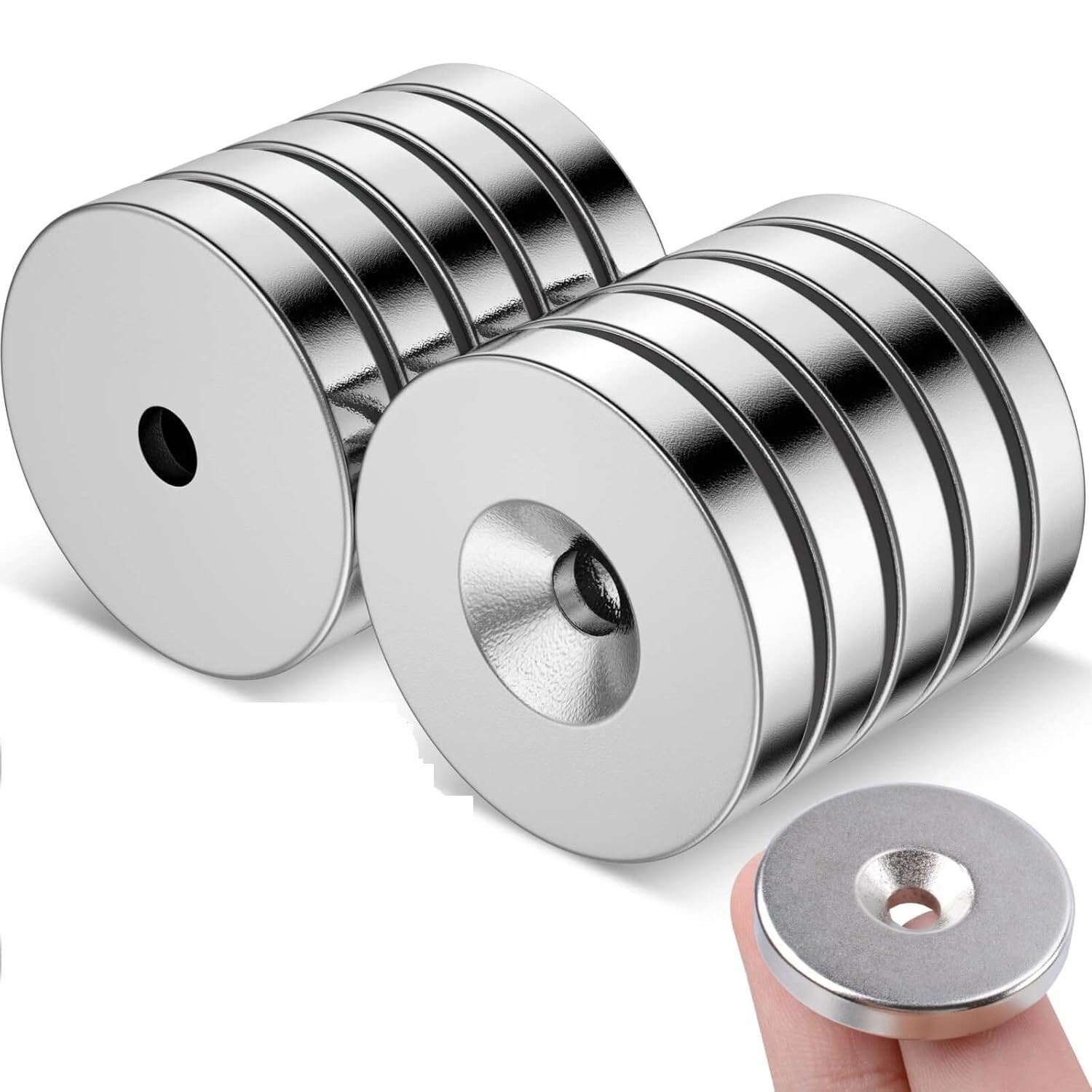 Lot 10 20 50 Countersunk Disc Magnets 30 x 5mm Hole 5mm Rare Earth Neodymium N52