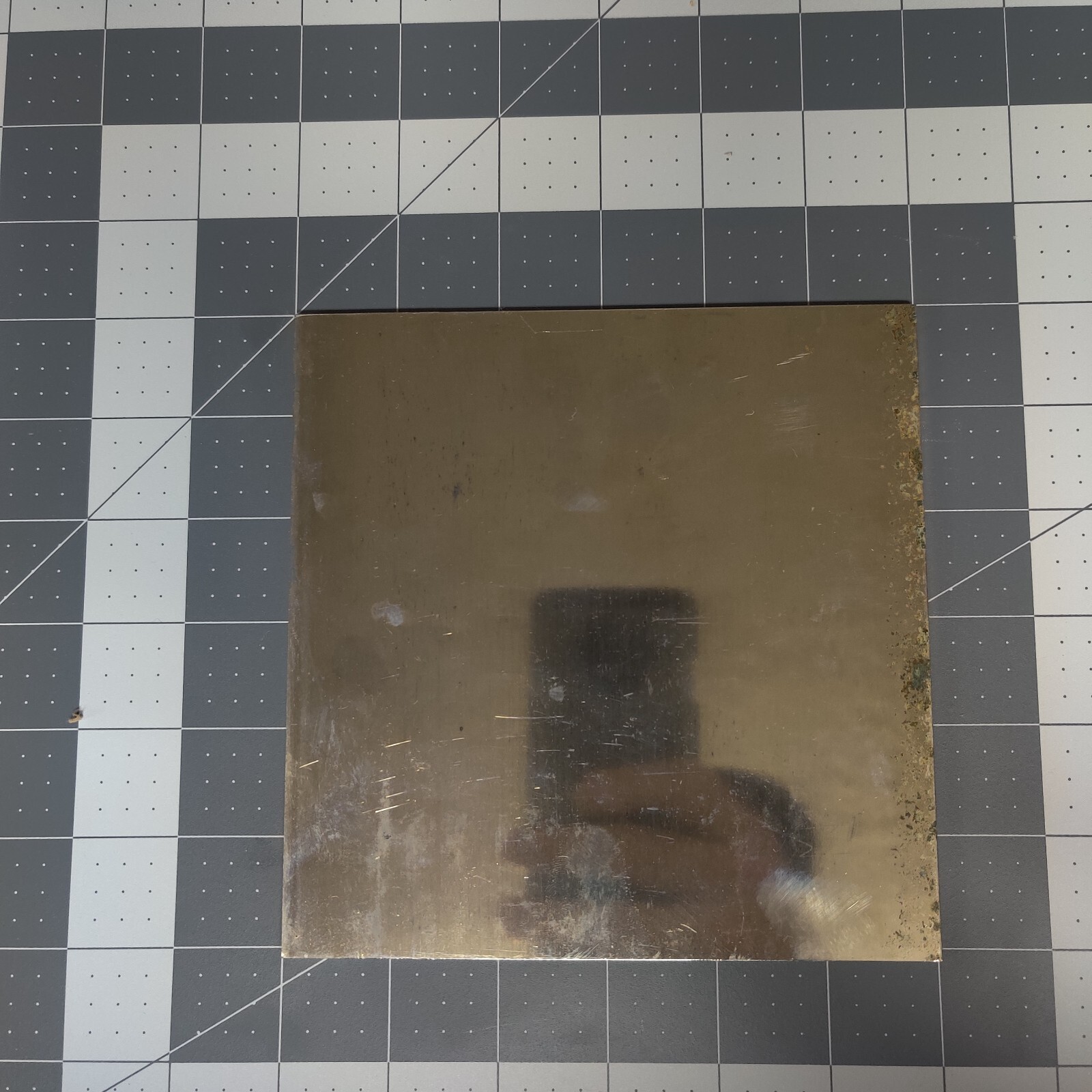 C752 18% Nickel SIlver Sheet 1/8″ x 6″ x 6″ .125″ (3.1 mm) slightly tarnished