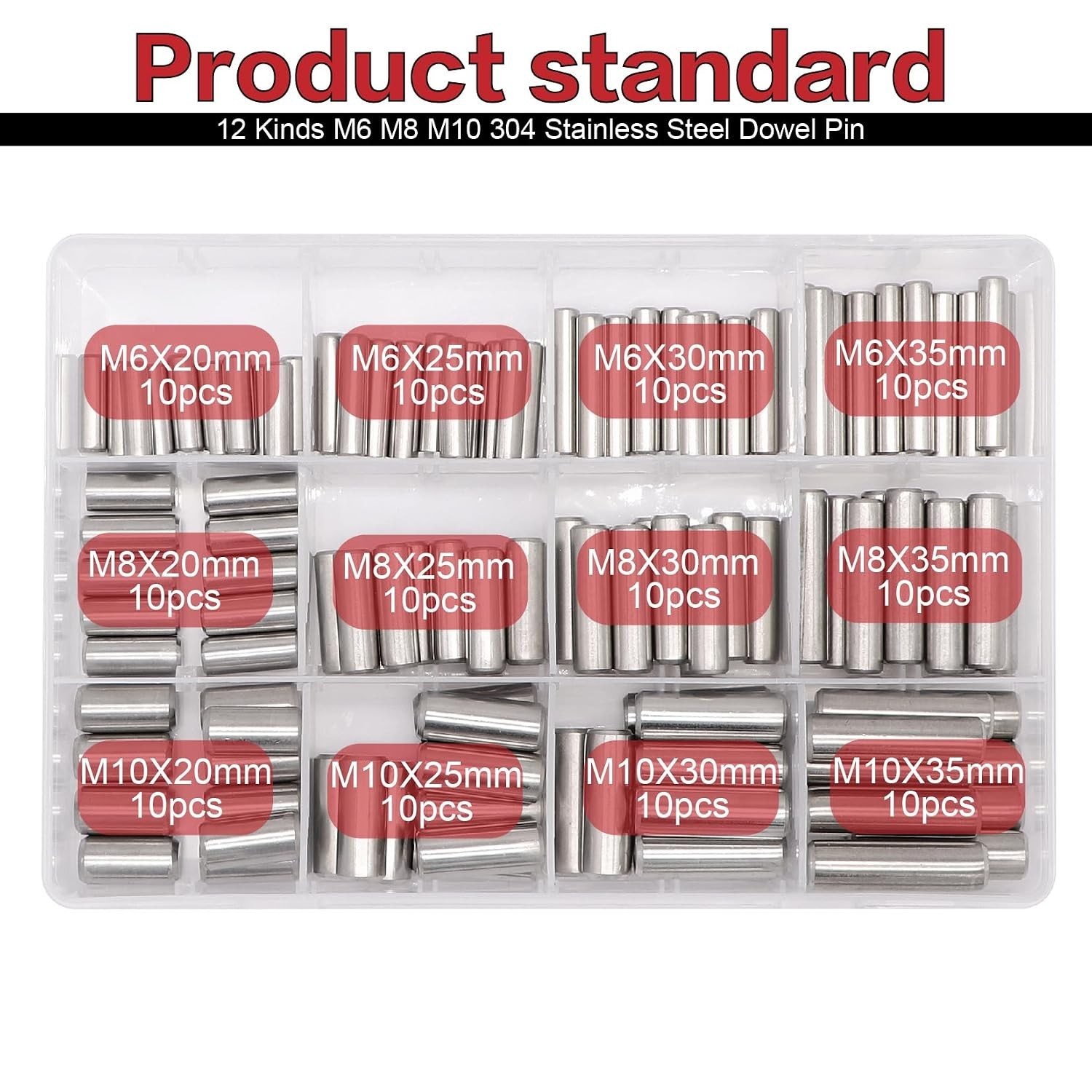 120pc Cylindrical Dowel Pins Assortment