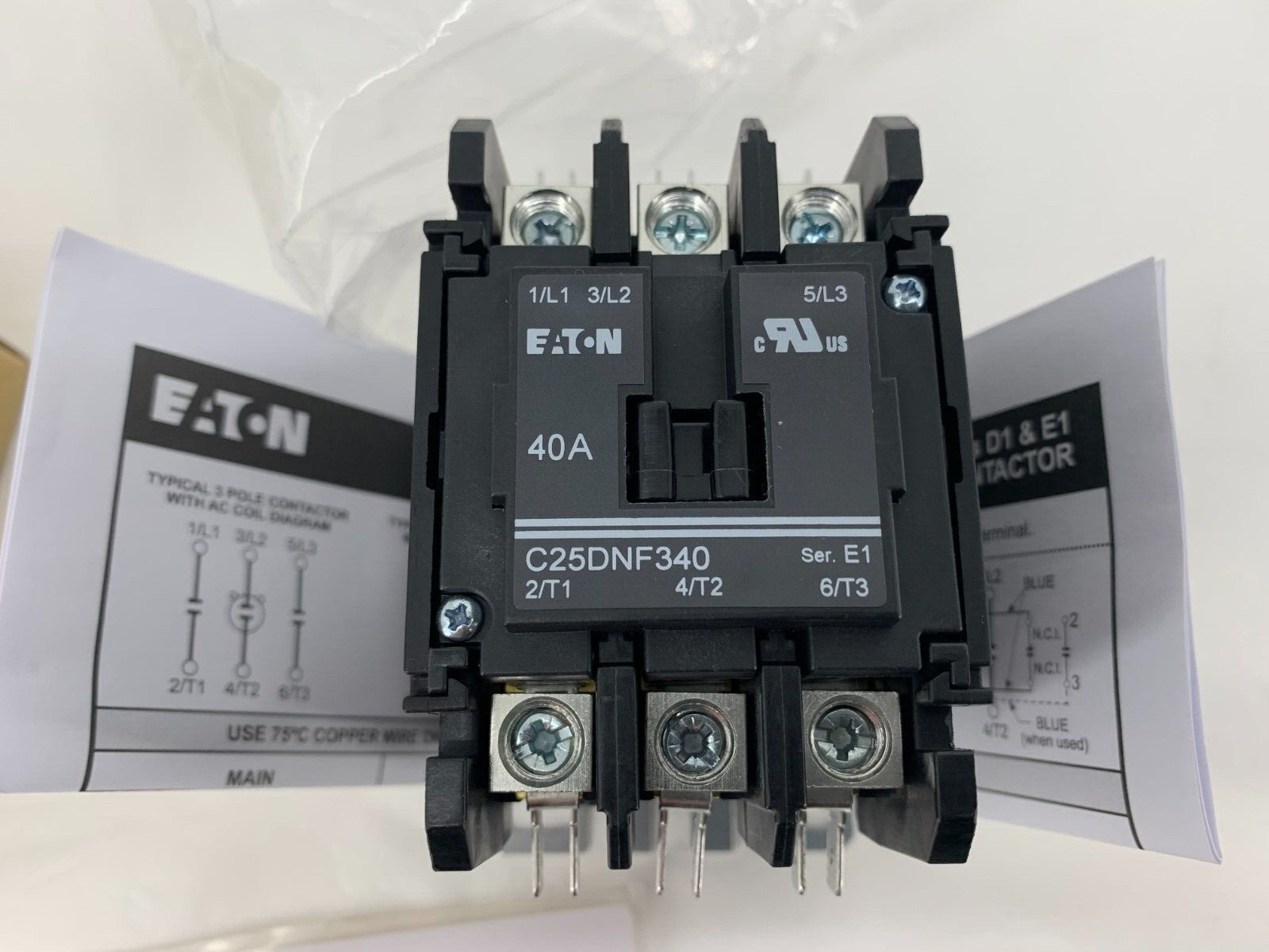 Eaton C25DNF340B Definite Purpose Contactor 208/240V Coil 40A 3P Open Type