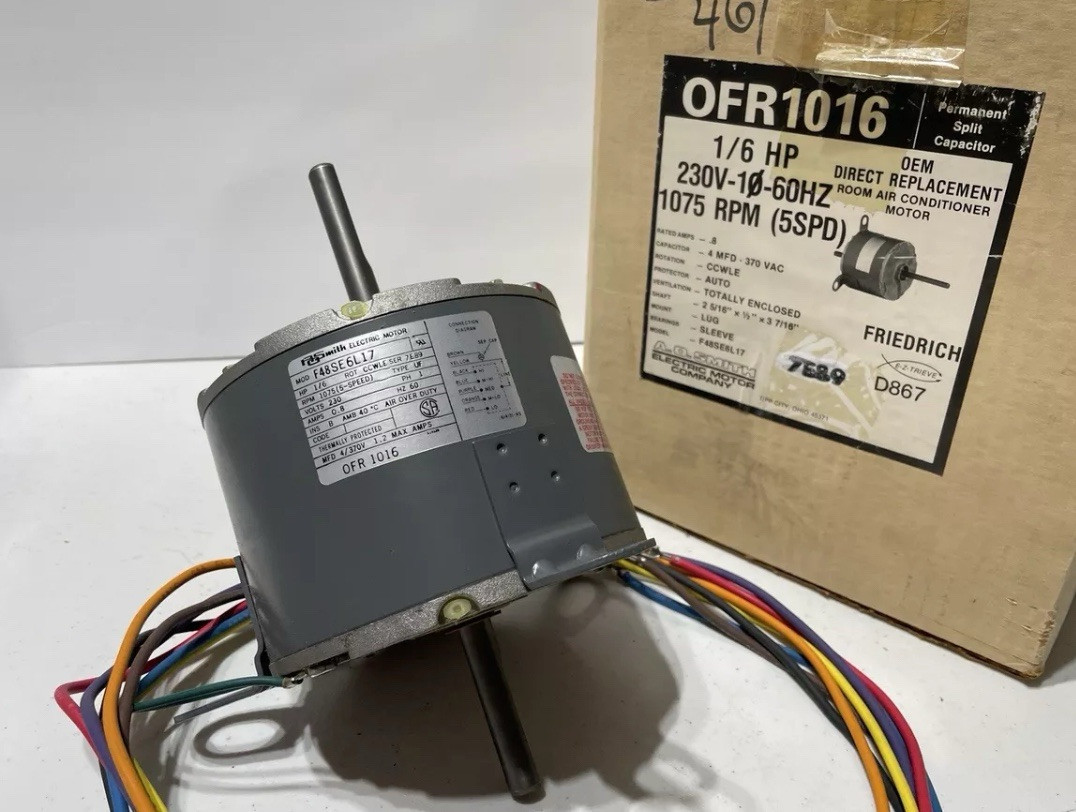 AO Smith Friedrich OFR1016 F48SE6L17 MOTOR 1/6HP 230V 1075RPM 1Ph CCWLE 5 Speed