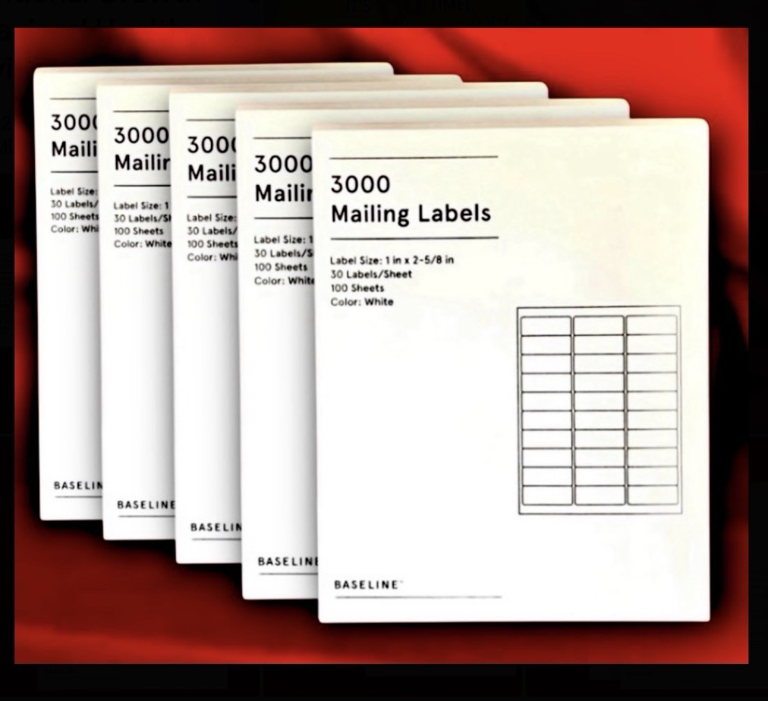 5 PACKS Baseline Blank Address Mailing Labels 3000 Per Pack Size 1”x 2-5/8″
