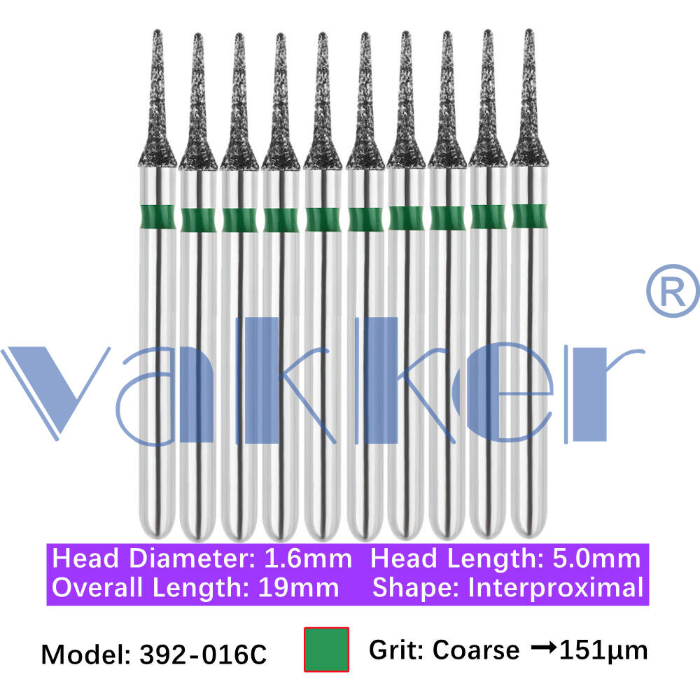 10Burs/pk Dental Diamond Burs FG Round End Taper Pear Coarse / Super Coarse Grit