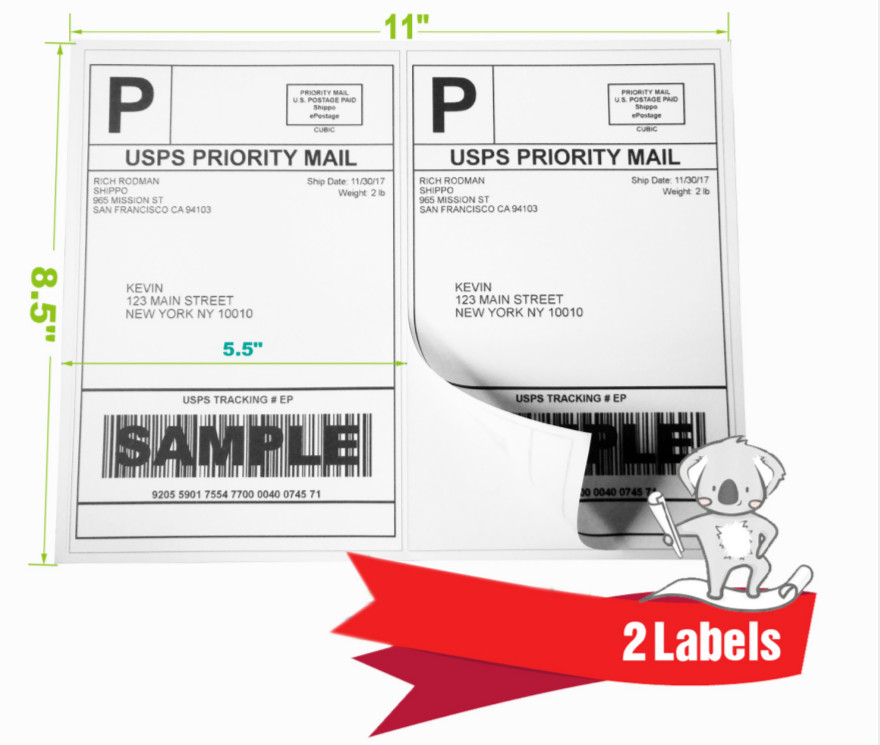 110 Sheets 220 Premium Half Sheet Shipping Labels 200+20 8.5×5.5 2 Per Sheet