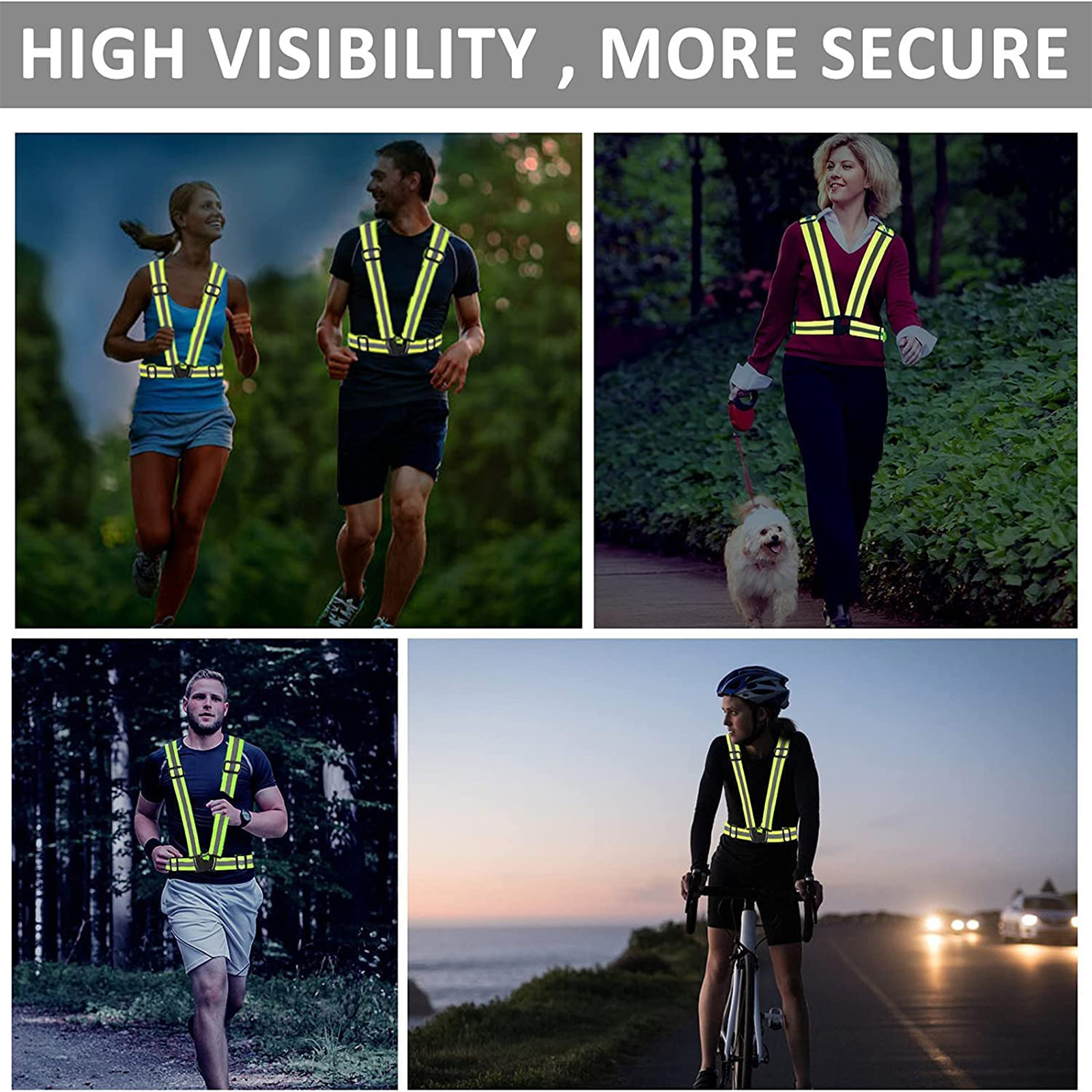 2PCS Safety Vest with High Visibility Reflective Belt Stripe Security Adjustable