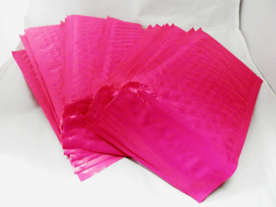 10 Hot Pink 4×8 Bubble Mailers, Neon Pink Padded Shipping Mailing Envelopes #000