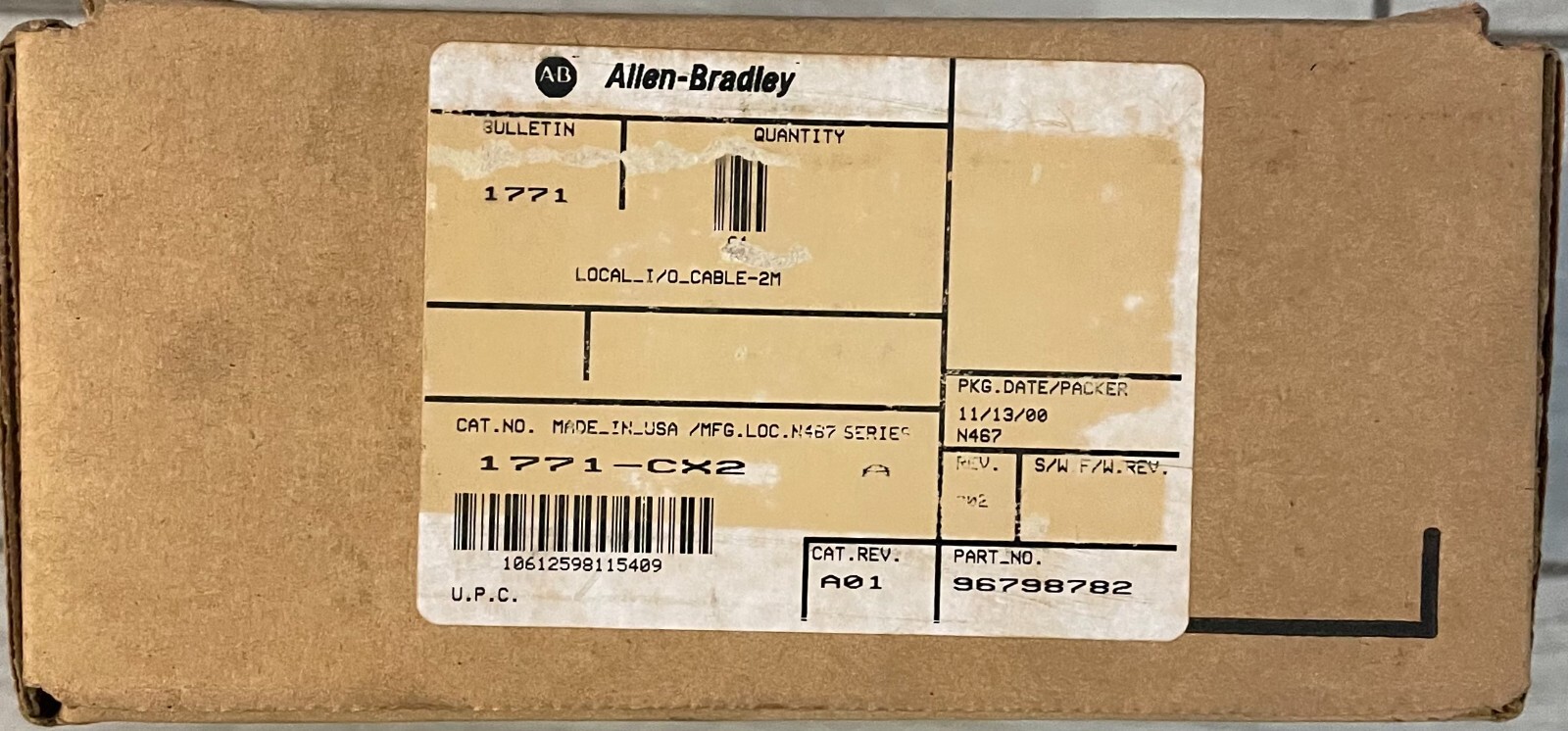 Allen-Bradley/Rockwell Automation 1771-CX2 local I/O bus terminal cable