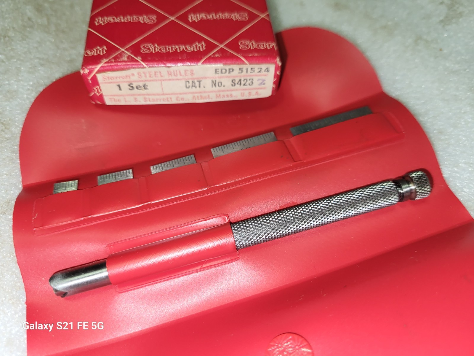 NOS Starrett S423 Steel Rule Set with Holder
