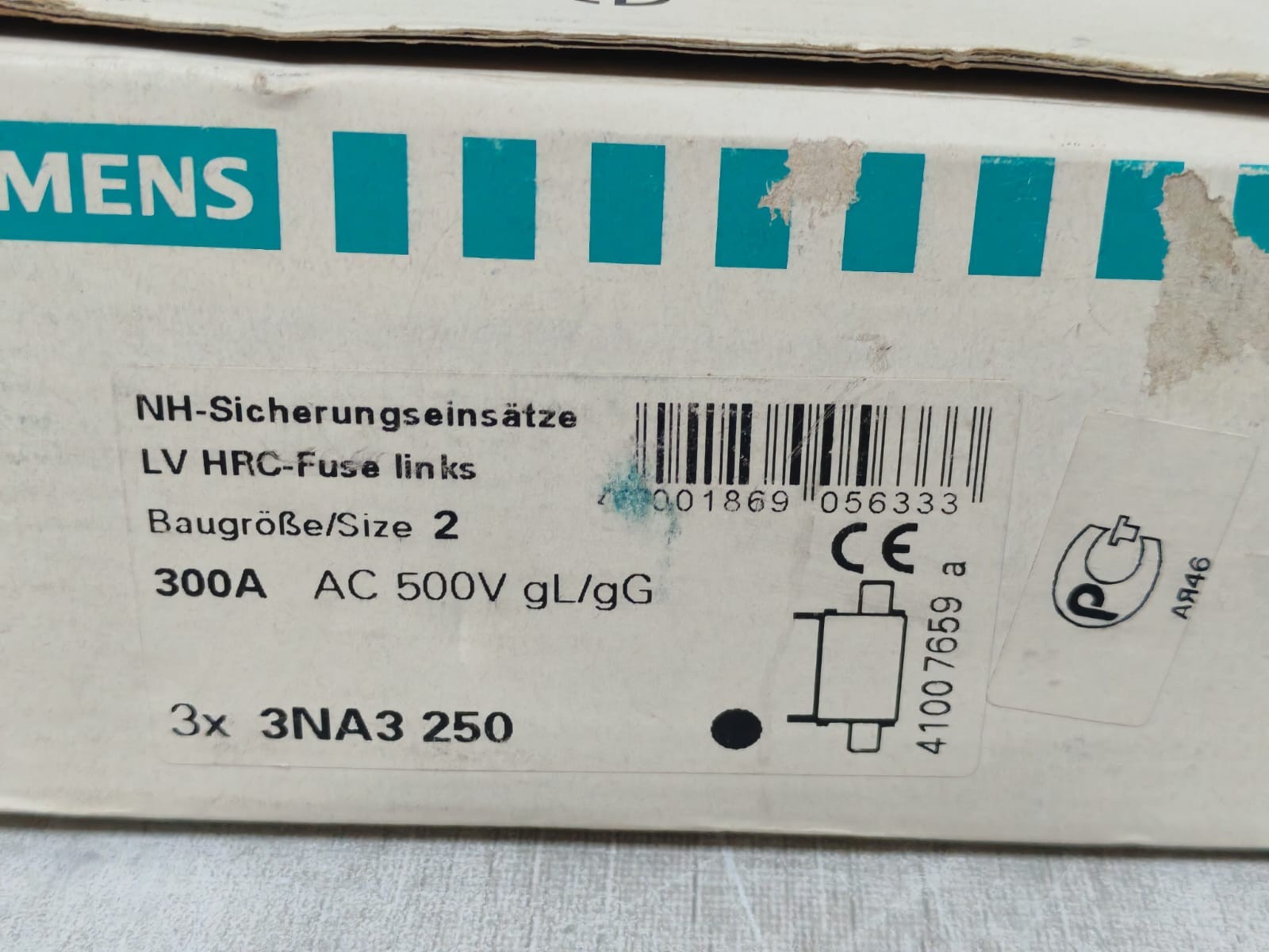 LOT 2PCS SIEMENS 3NA3250 500V 300A LV-HRC-FUSE LINKS