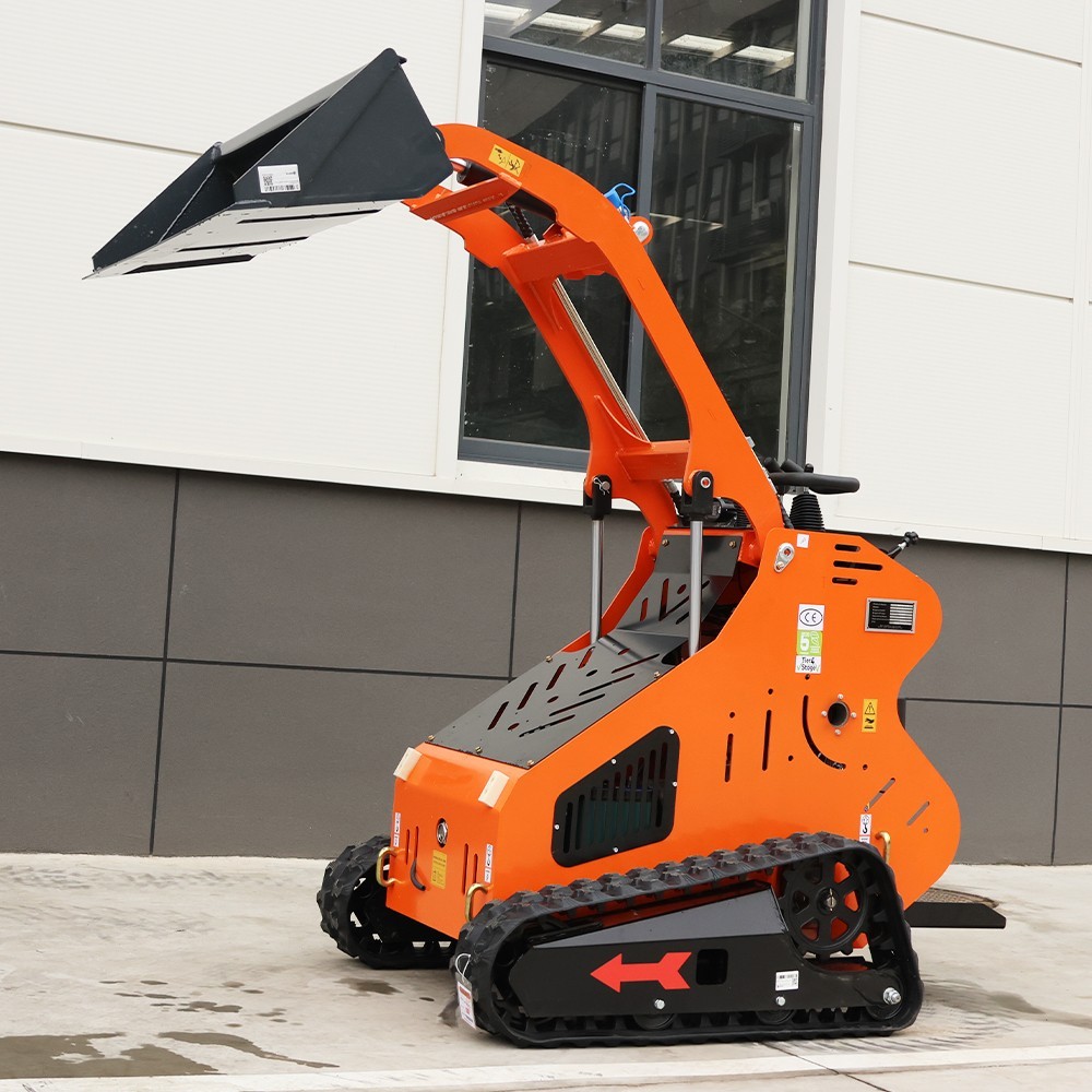 24HP Mini Skid Steer Tracked Loader 3-Pumps 2-Cylinder Gas Engine +3 Attachments