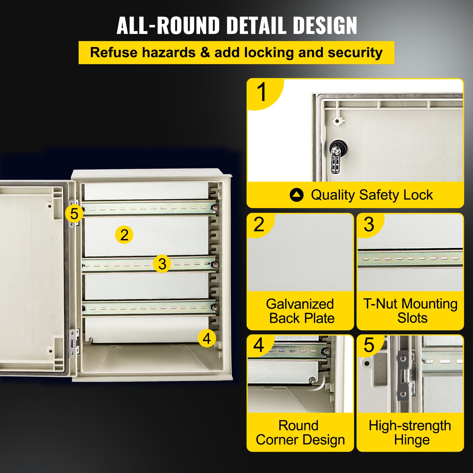 VEVOR Fiberglass Enclosure Electrical Enclosure Box 15.7 x 11.8 x7.9″ Wall Mount
