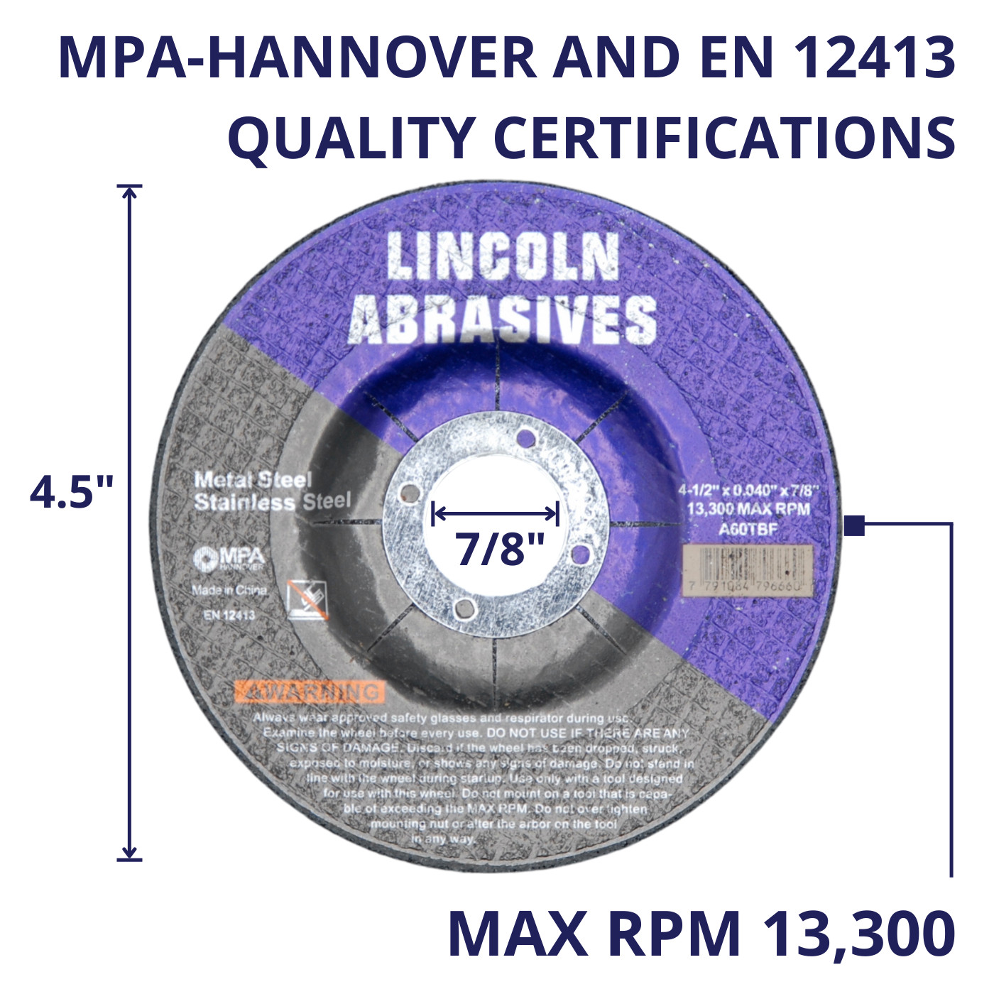 500PK Depressed Center 4-1/2″ x .040″ x 7/8″ Cut-Off-Wheels, Metal Cutting Discs