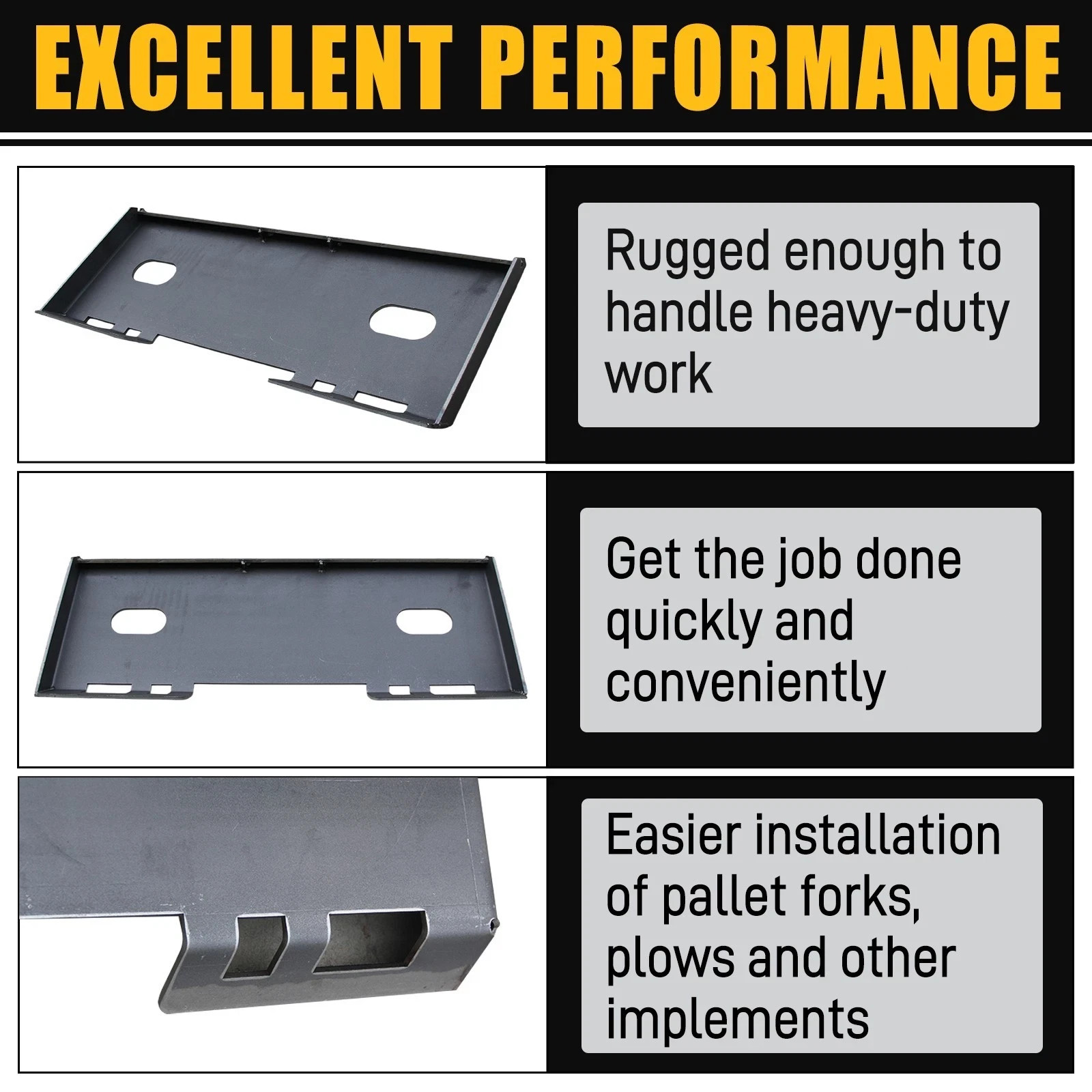NEW 1/2″ Quick Tach Attachment Skid Steer Mount Plate Adapter Loader