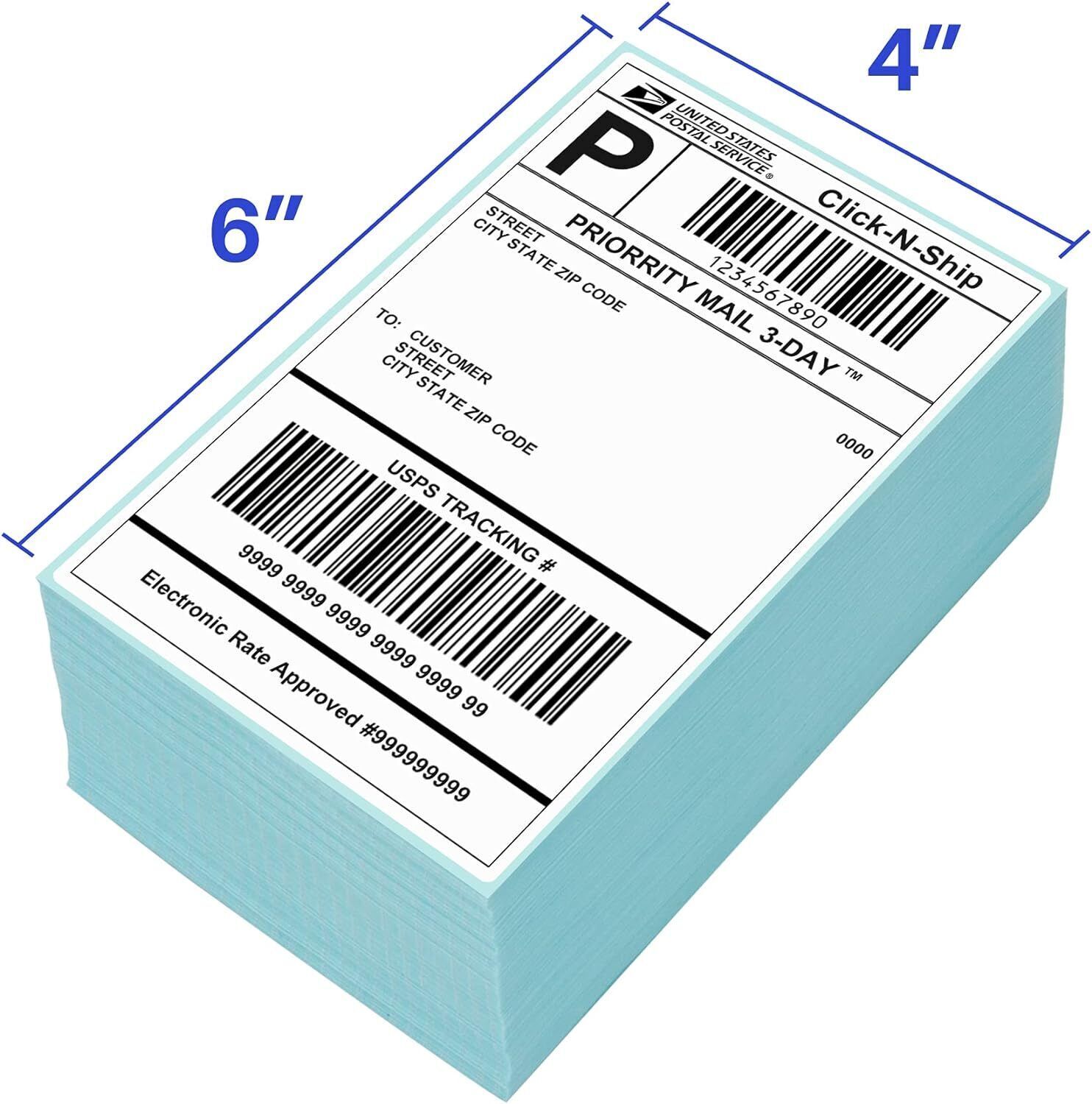 500/1000 4″x6″ Fanfold Direct Thermal Shipping Labels for Zebra & Rollo Printers
