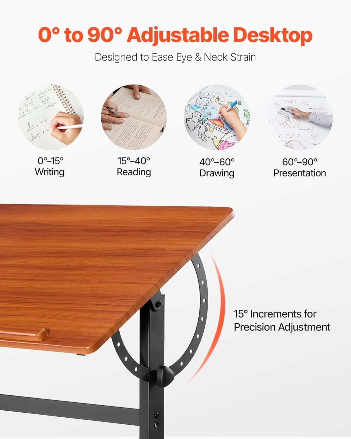 Drafting Table,Adjustable 0°–90° Tilt Drawing Desk,Portable Artist Table…..