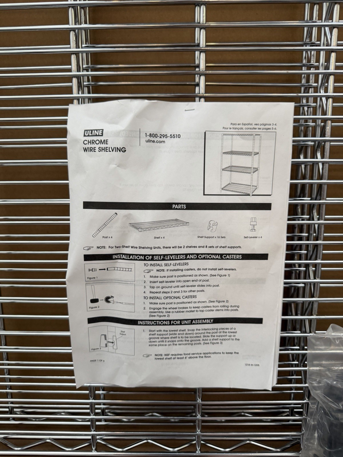 ULINE H-2407 Additional Stainless Steel Wire Shelves – 60 x 36 Box of Two – NEW!