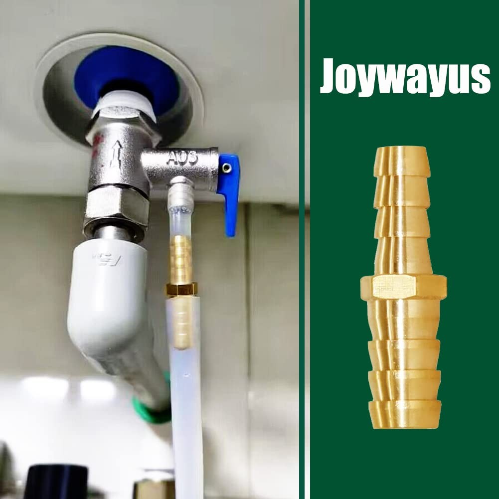 Joywayus 3/8″ to 1/2″ Reducer ID Hose Barb Splicer, Hex 3/8″x1/2″, Brass