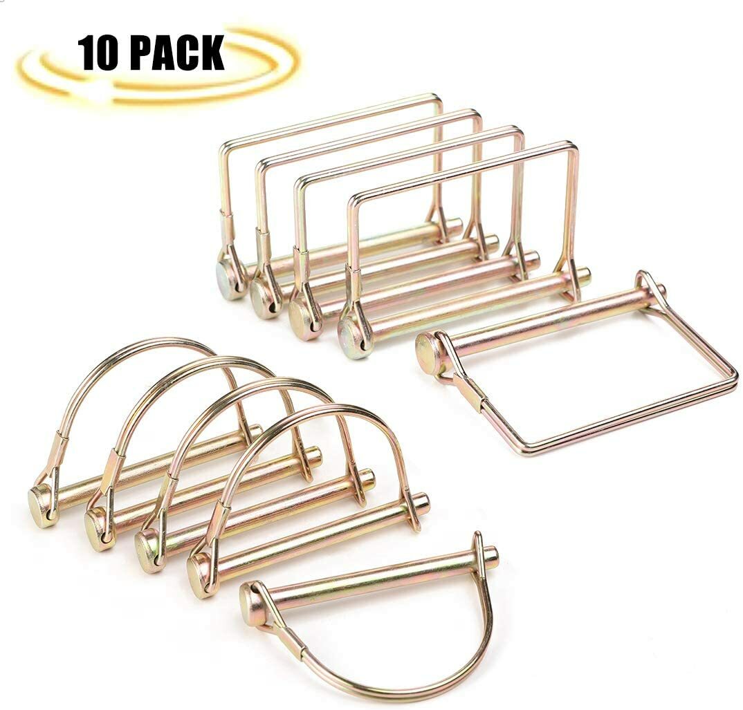 10PACK 1/4″ TRAILER COUPLER SAFETY SNAP LOCKING PIN SQUARE AND ARCH TOWING HITCH