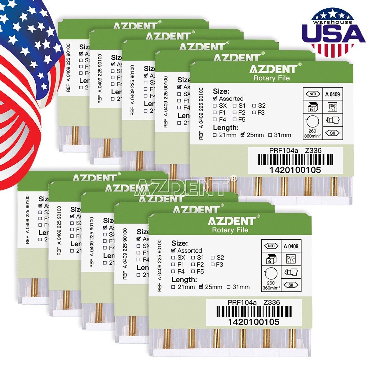 5 Packs Dental Rotary Heat Activated Canal Root Files Needles 25mm Engine Use