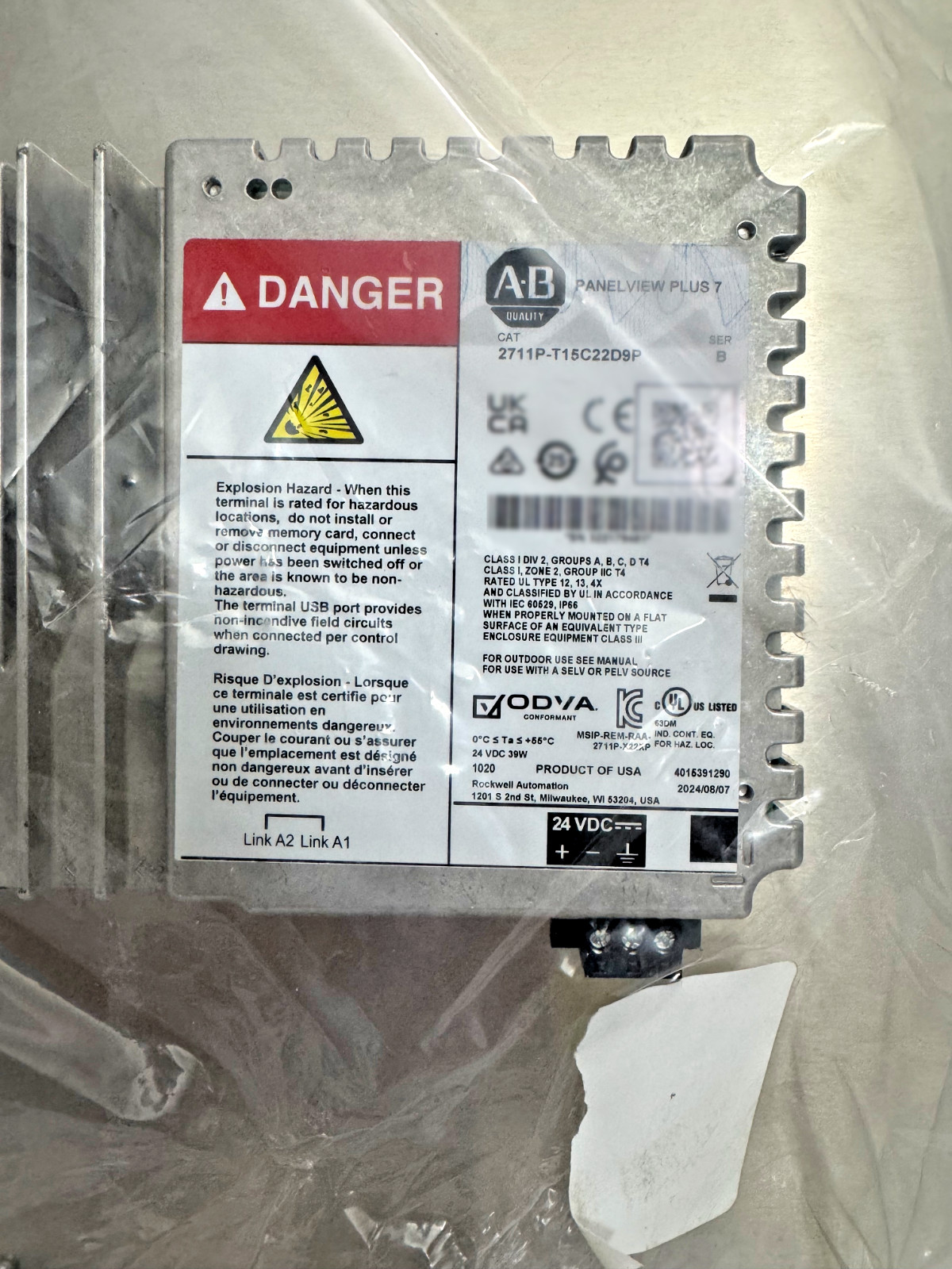 Allen Bradley 2711P-T15C22D9P Ser B PanelView Plus 7 Color/Touch