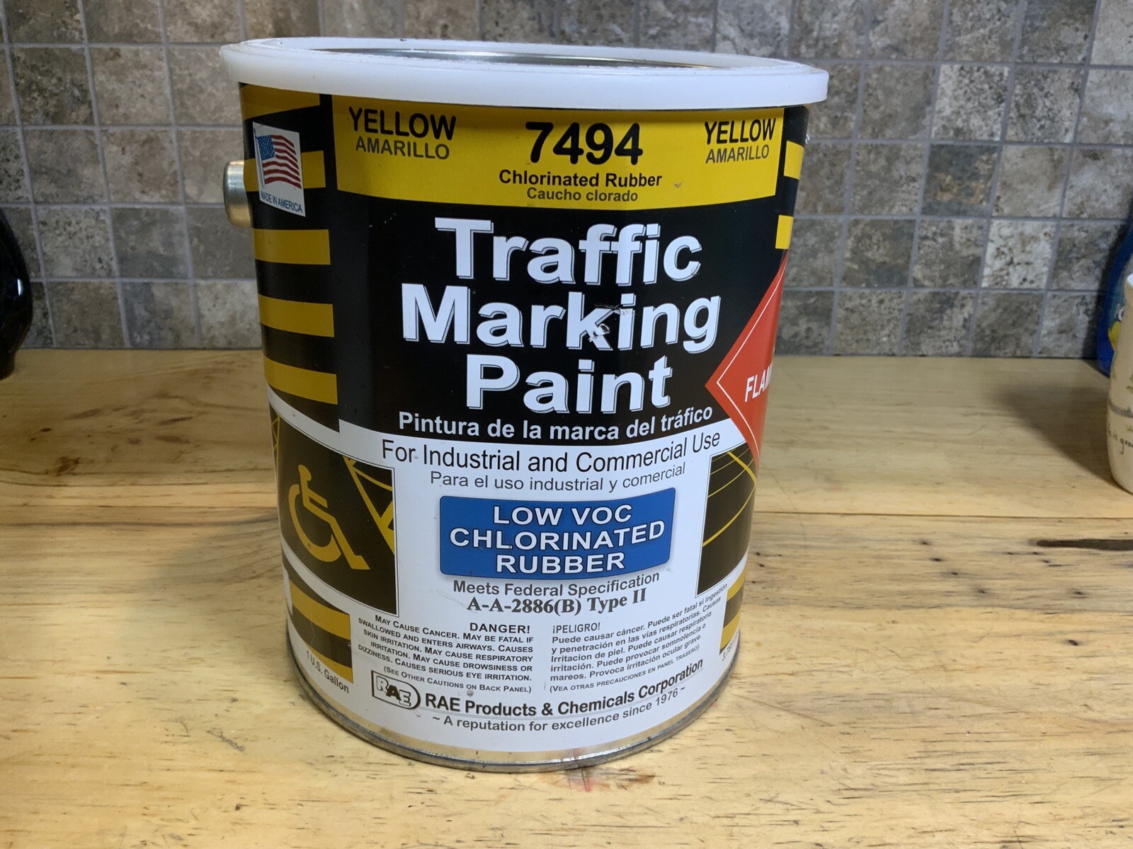 Rae 7494-01 Traffic Zone Marking Paint, 1 Gal, Yellow, Chlorinated Solvent