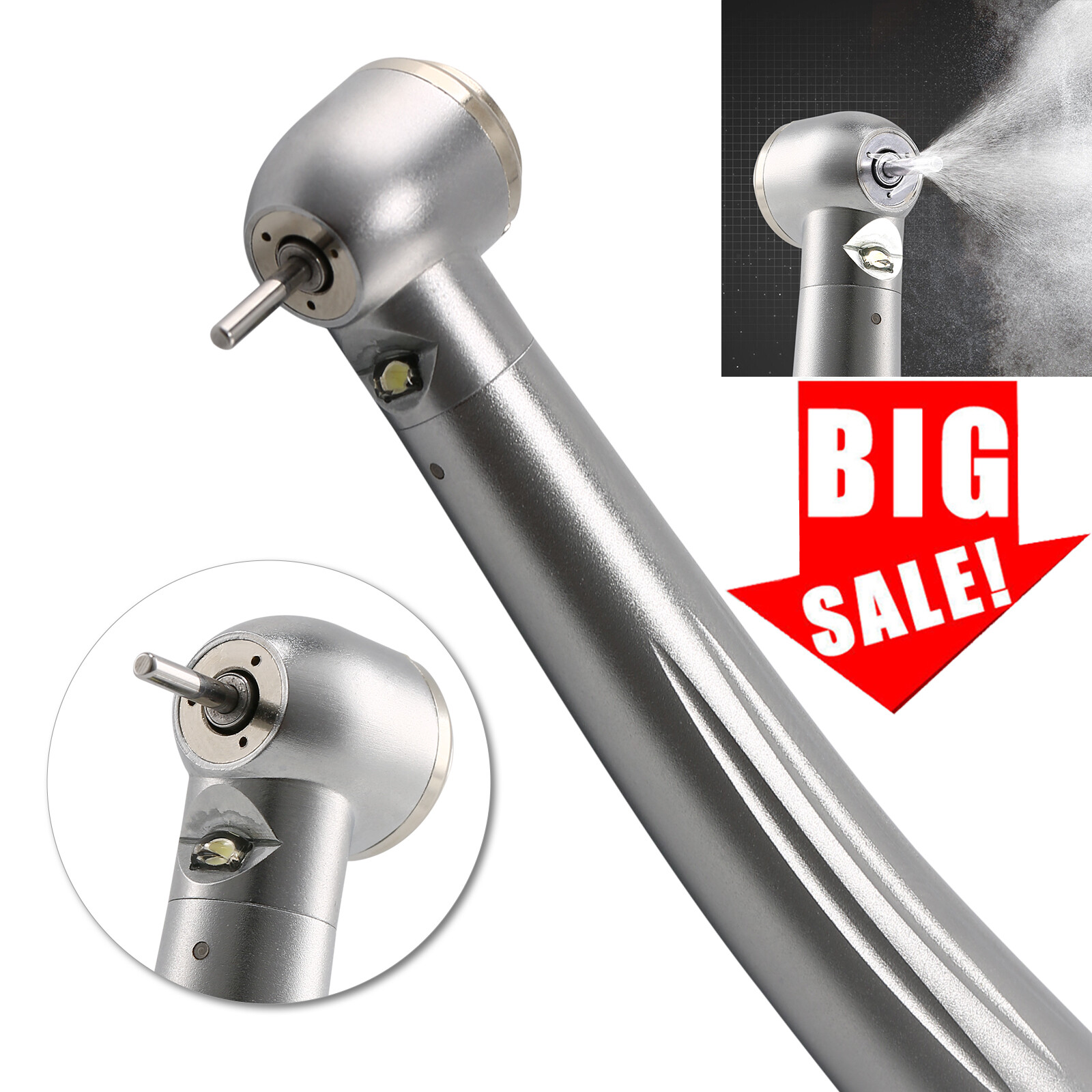 Dental High Speed air Turbine Push Button 4 Holes Handpiece with Led Fiber Optic