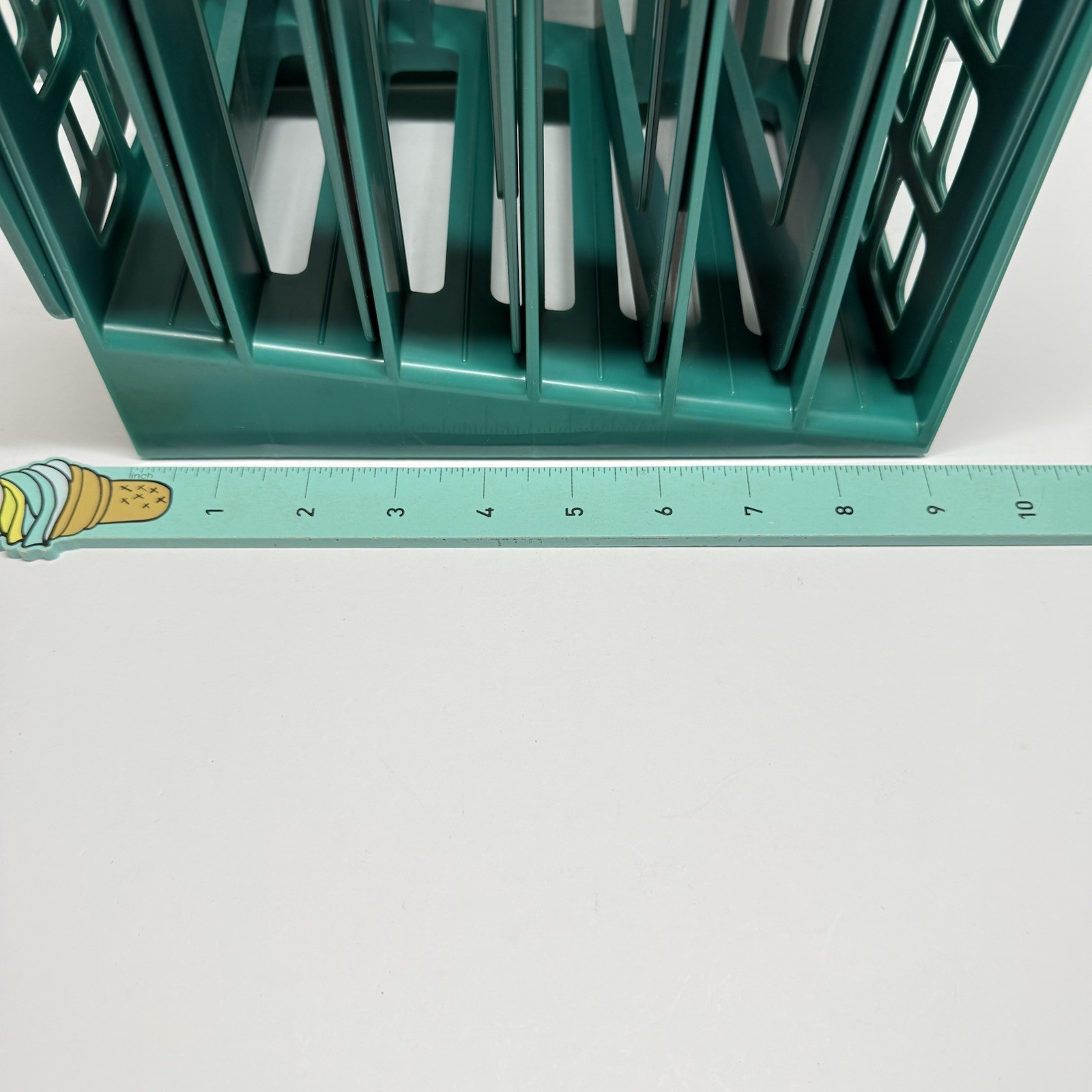 Vintage 80s-90s Oxford DecoSorter Green Plastic 6 Slot Desk File Sorter Set of 2