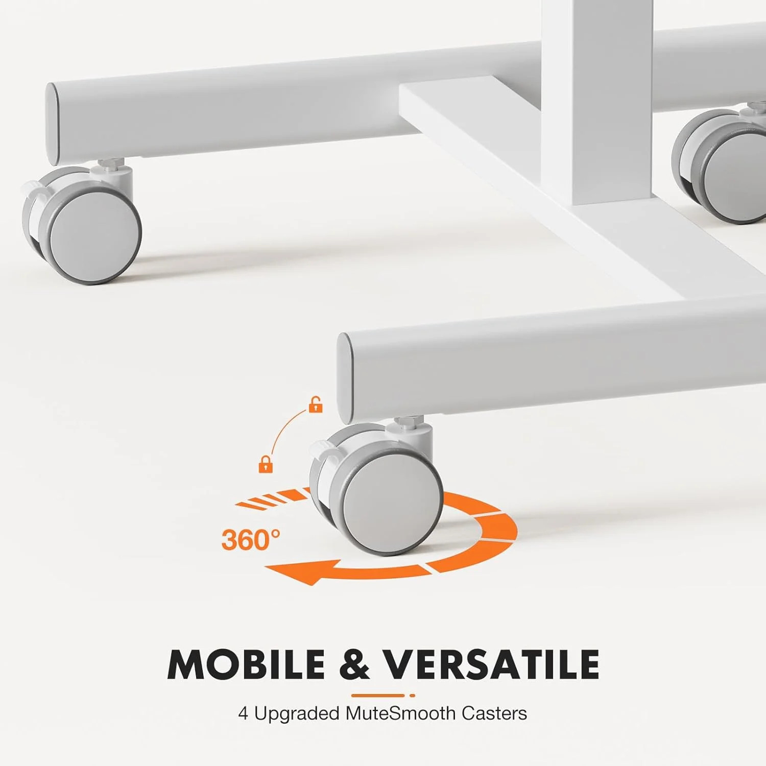 Mobile Rolling Desk, Small Standing Desk with Wheels | Adjustable Height White