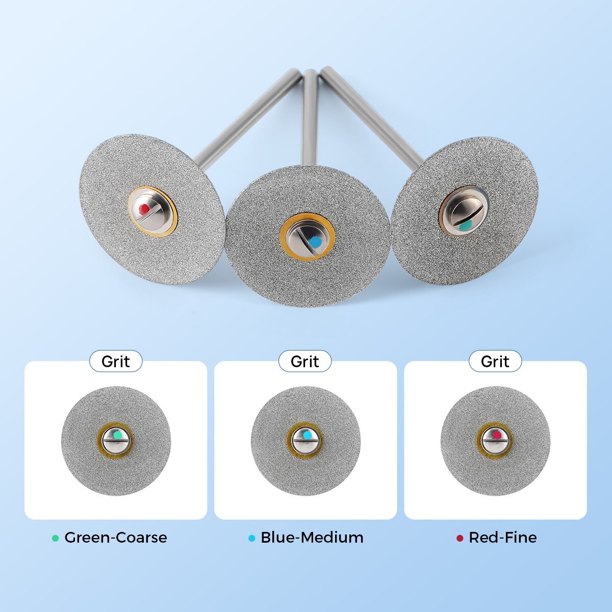 HP2.35mm Dental Sintered Diamond Disc 3 Grits (C/M/F) for Zirconia – Double-Side