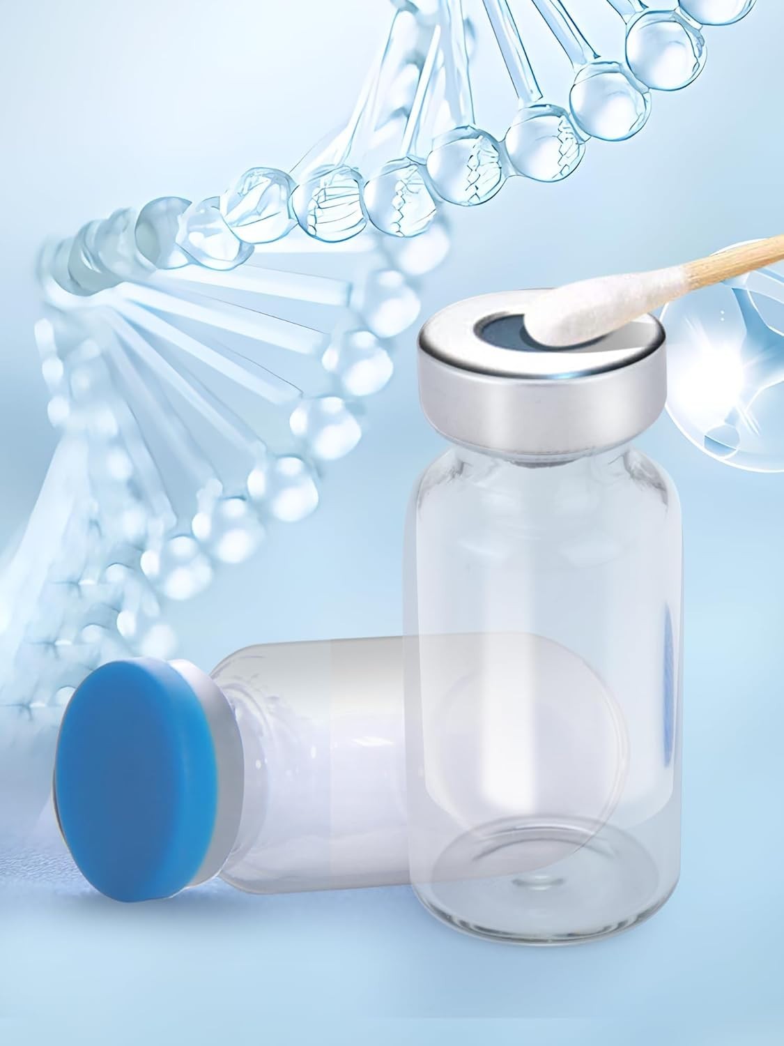Pack of 10 Sterile 20ml Borosilicate Glass Vials with Innovative Injection Ports