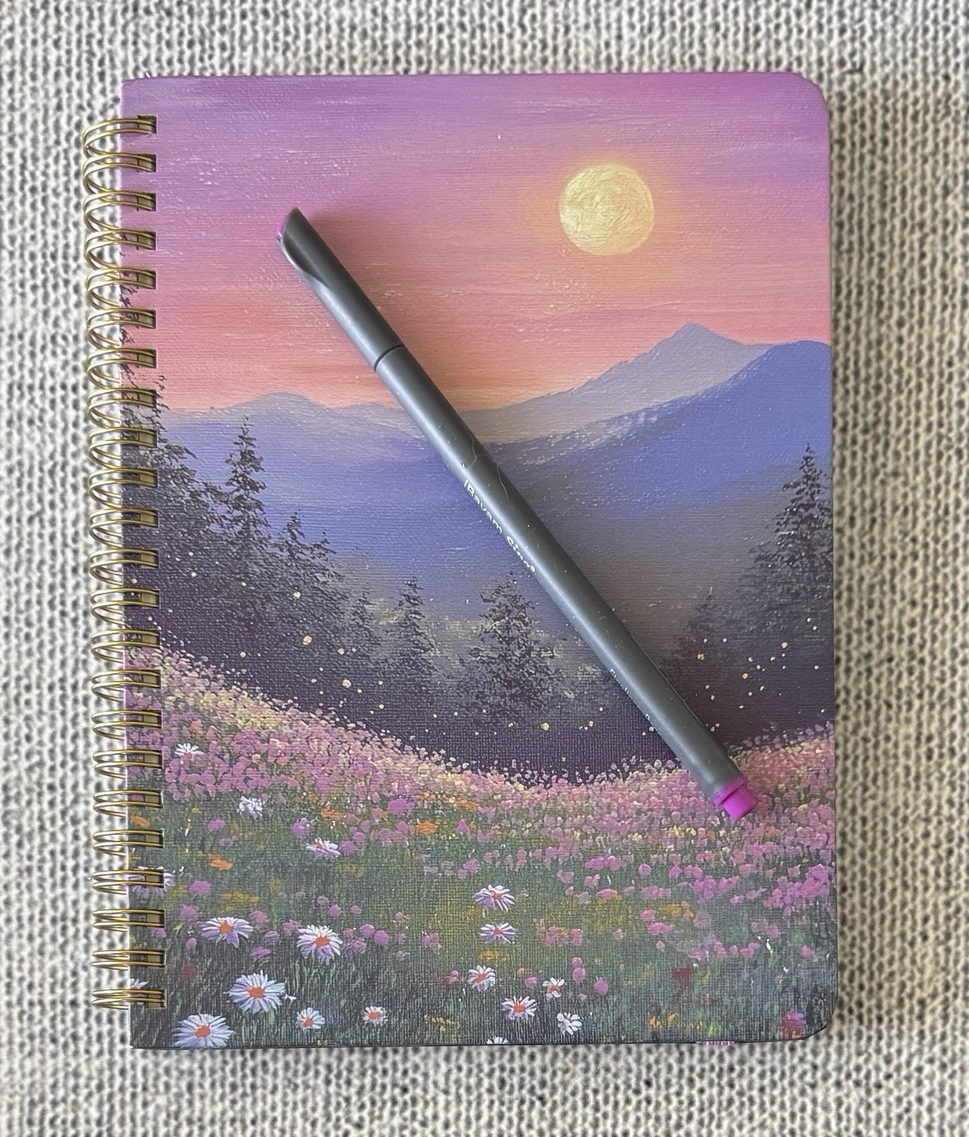 “Twilight Bloom” A5 Personal Journal W/ Pen. Colorful Hardcover, 140 Pages