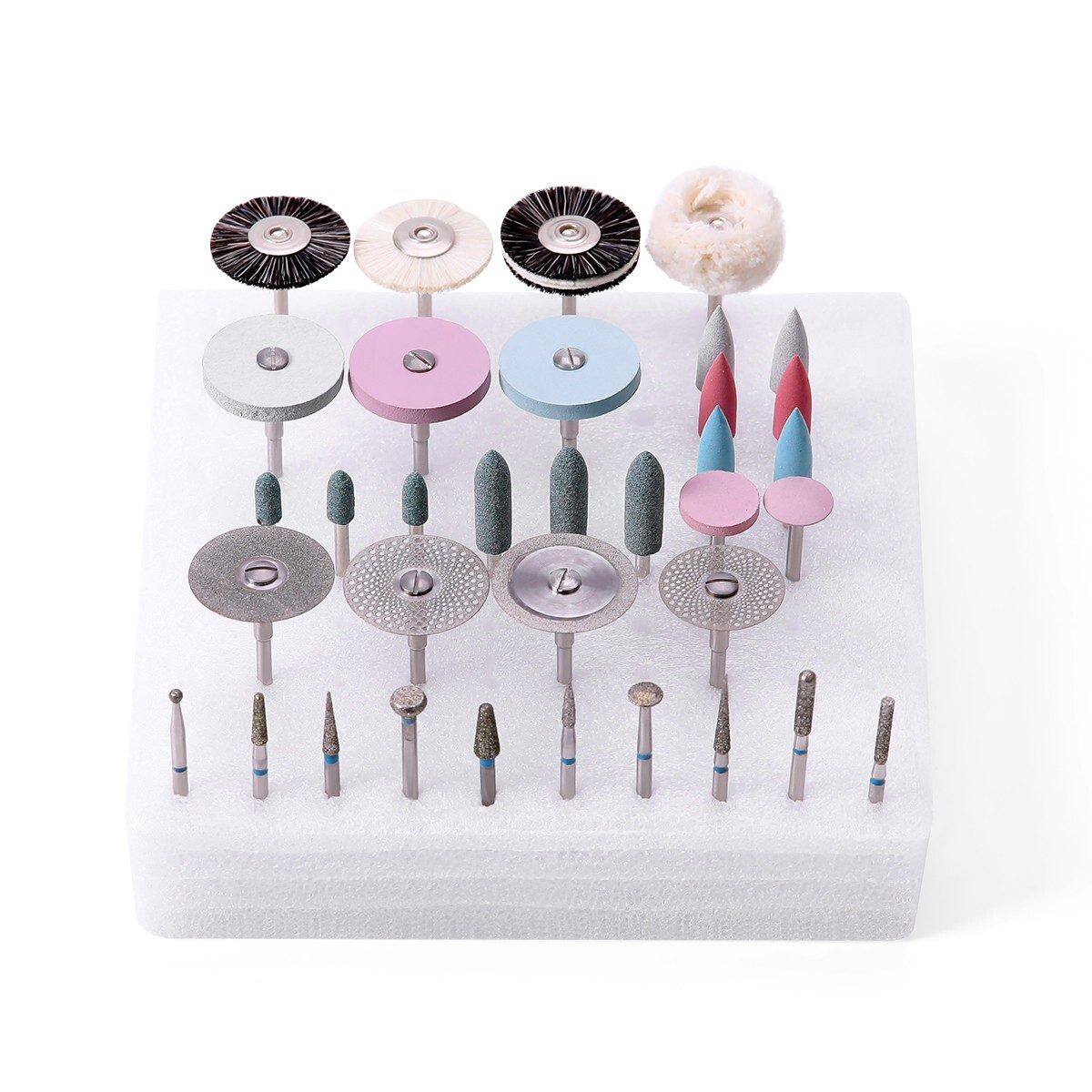 Dental Lab Polishing HP Kit Diamond Burs Brush For Ceramics Porcelain Grinding