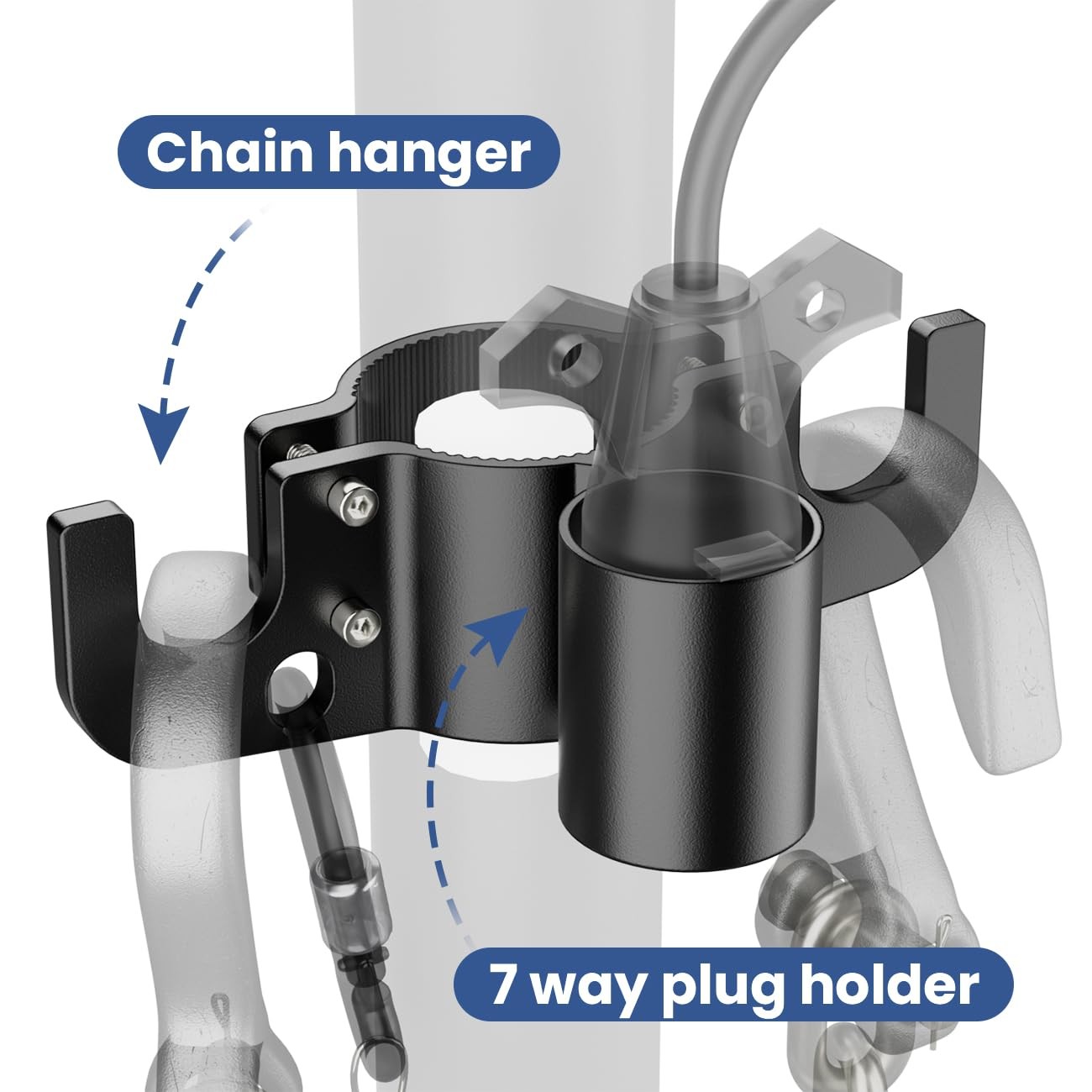 Aluminum Trailer Towing Chain Organizer with 7-Way Plug Holder- Heavy-Duty RV…