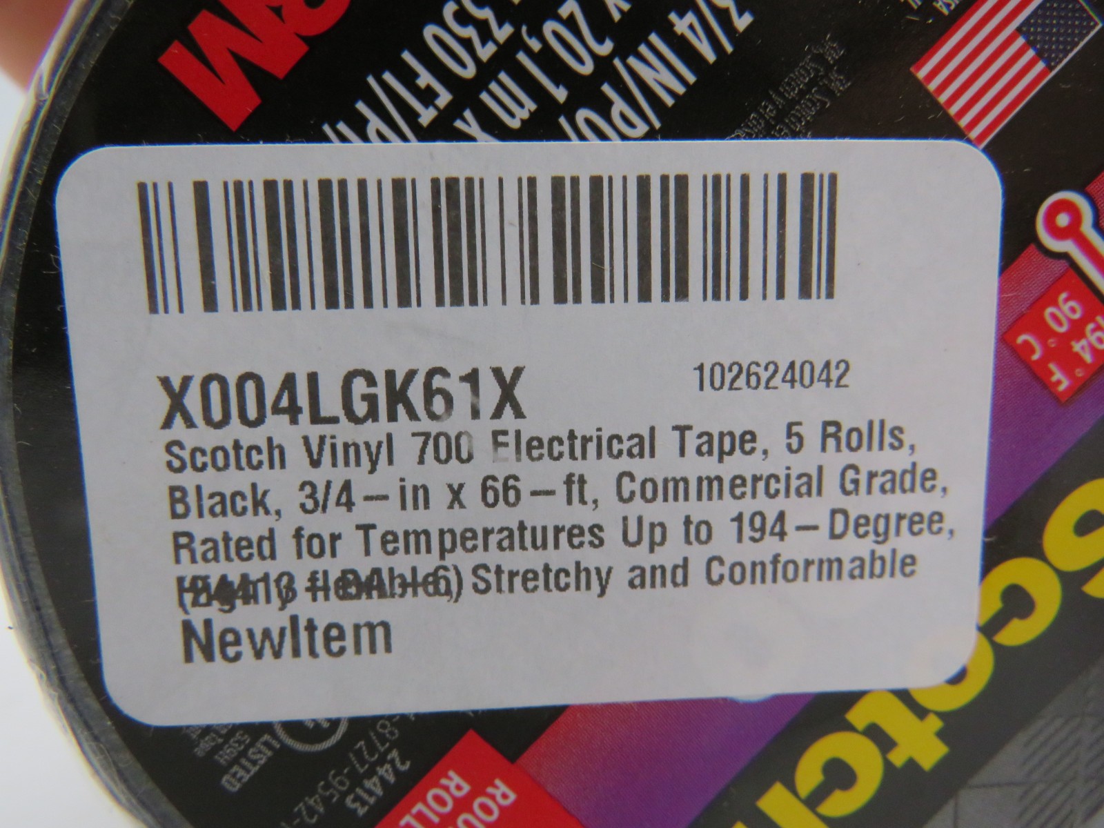 Scotch Vinyl 700 Electrical Tape 5 Rolls Black 3/4-in x 66-ft Commercial Grade